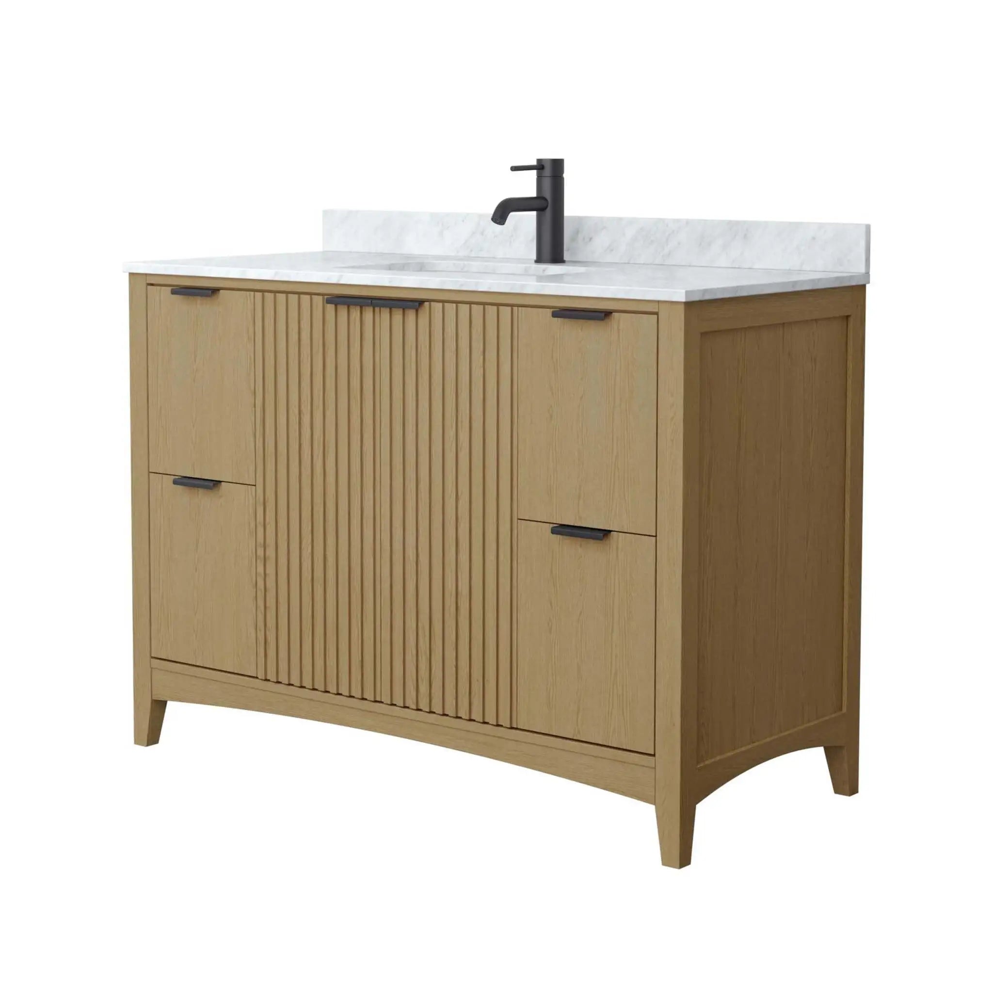 48" Palmilla Single Bathroom Vanity in Natural Oak with Matte Black Trim by Wyndham