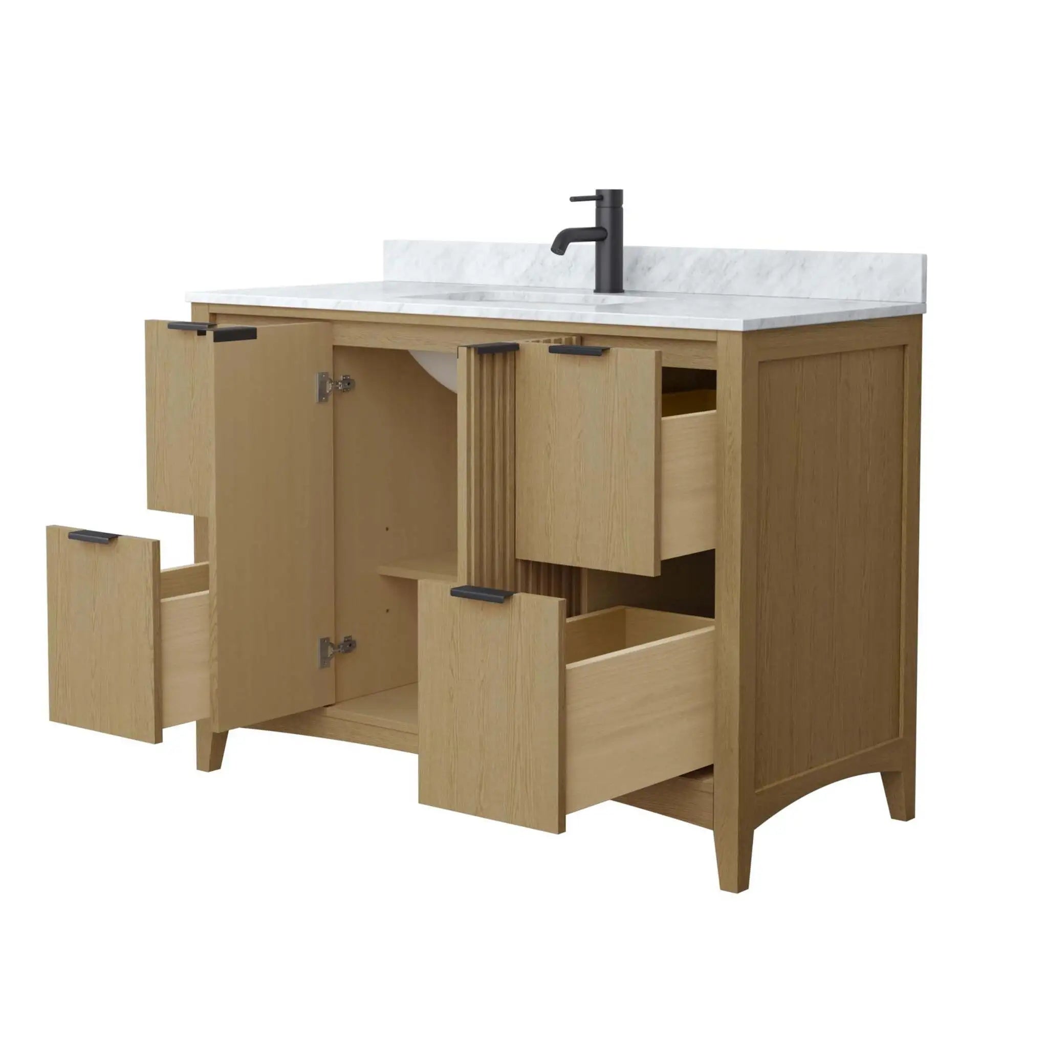 48" Palmilla Single Bathroom Vanity in Natural Oak with Matte Black Trim by Wyndham