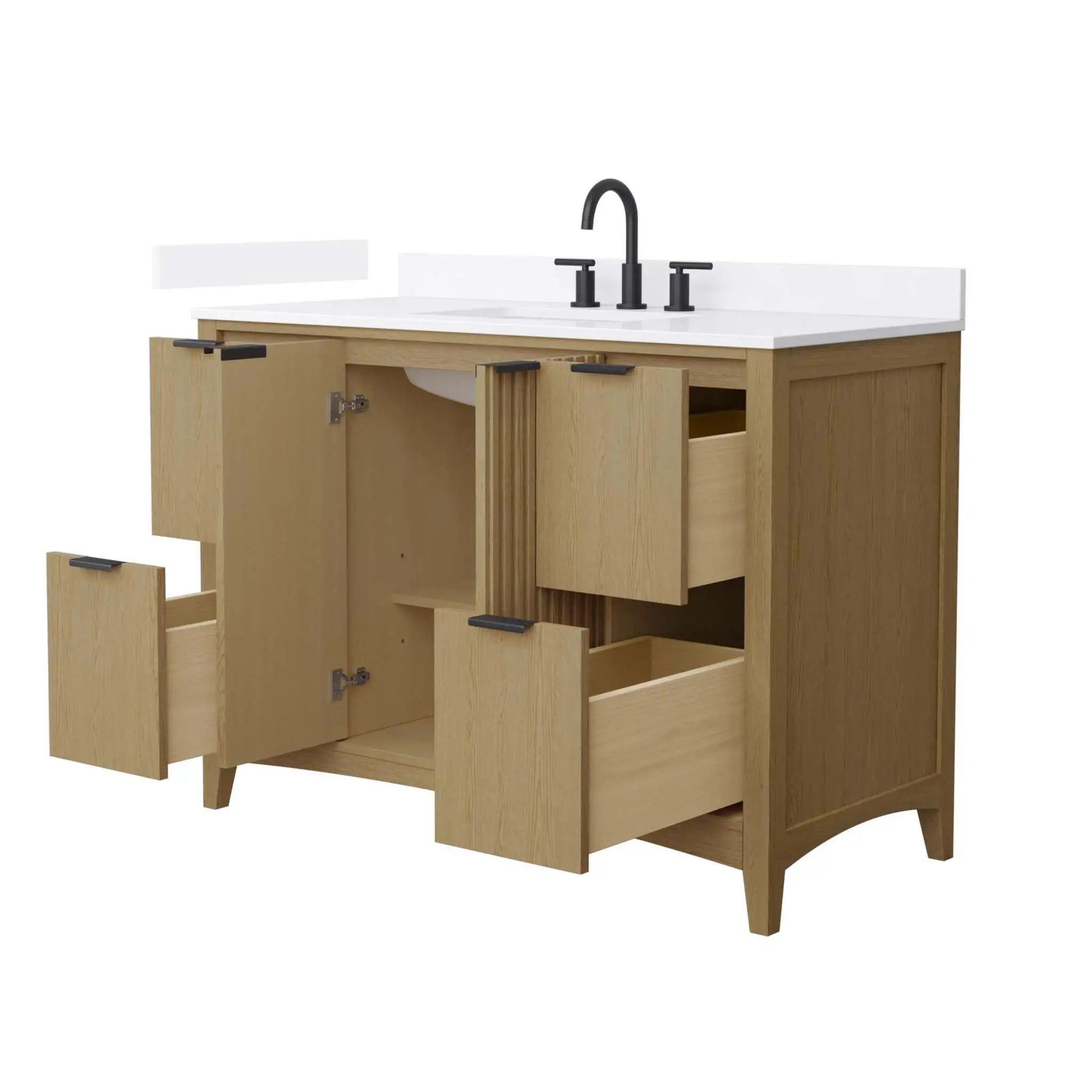 48" Palmilla Single Bathroom Vanity in Natural Oak with Matte Black Trim by Wyndham