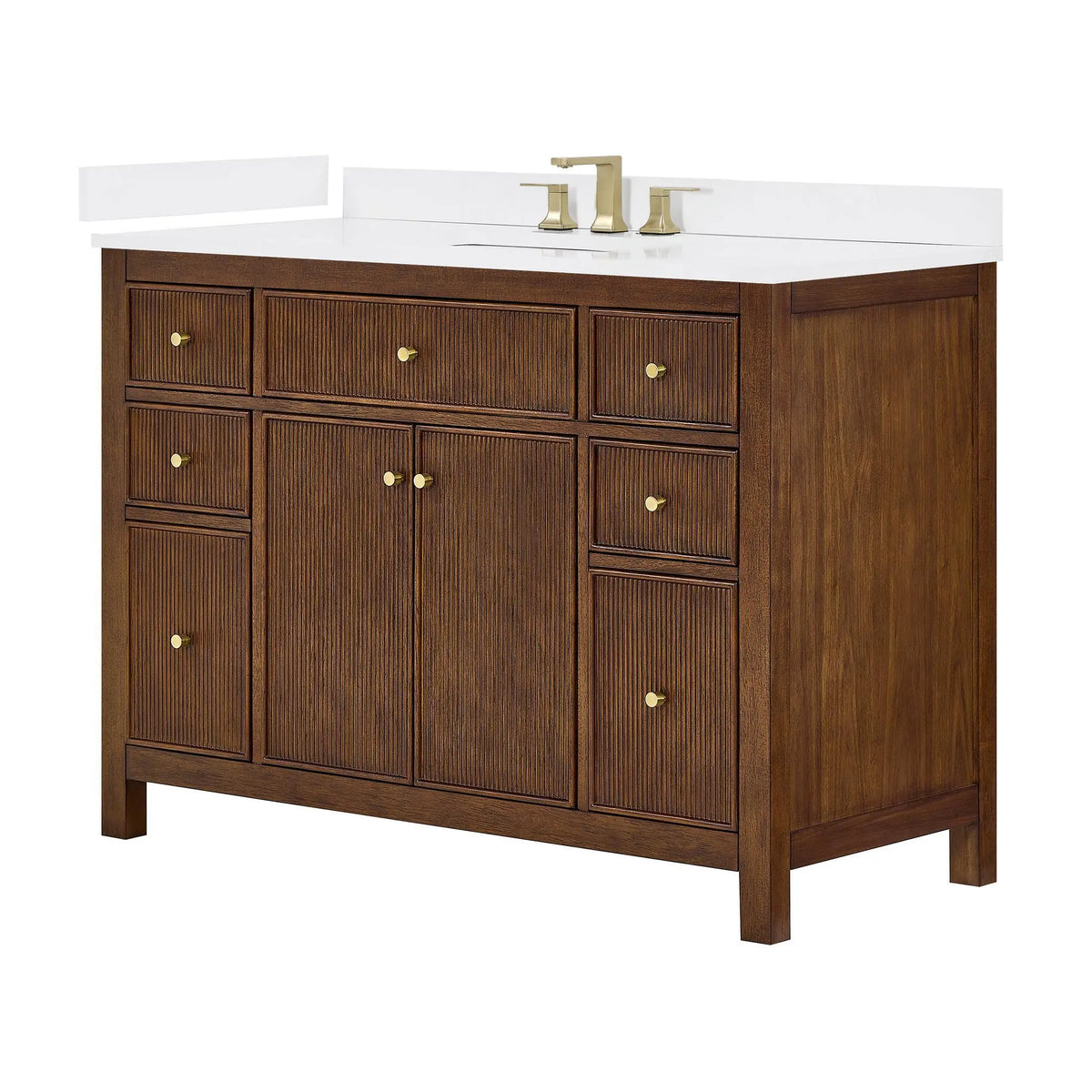 48" Pendry Single Bathroom Vanity Dark Walnut Brushed Gold Trim by wyndham View 21