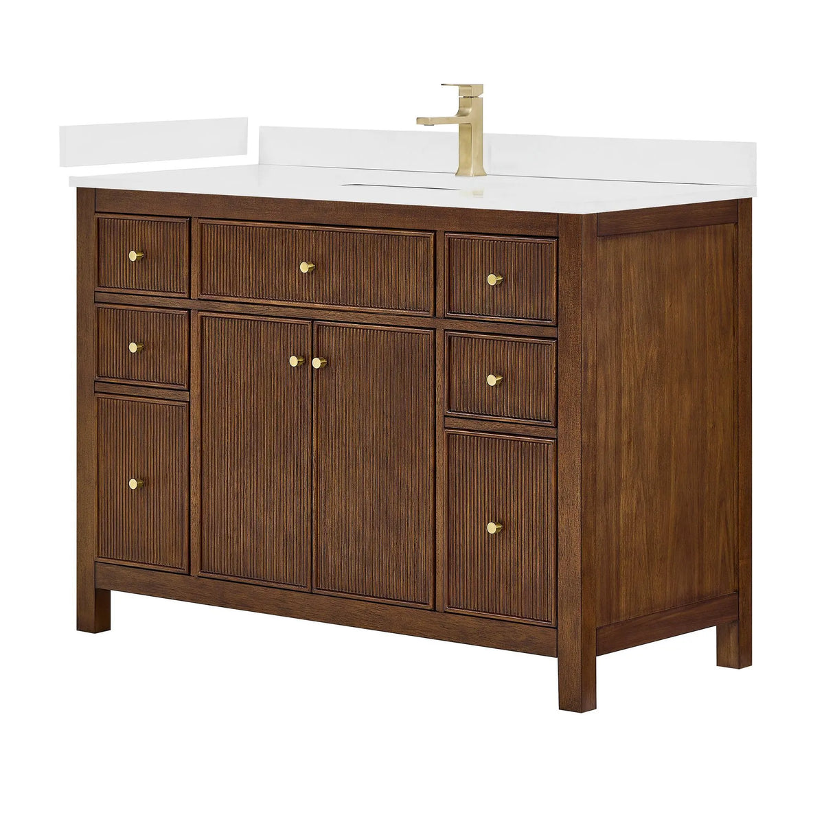 48" Pendry Single Bathroom Vanity Dark Walnut Brushed Gold Trim by wyndham View 5