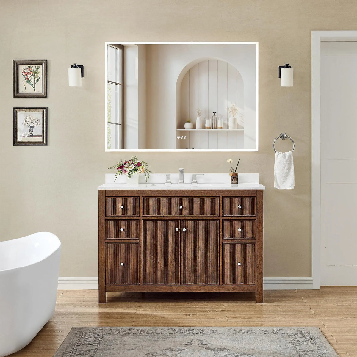 48" Pendry Single Bathroom Vanity Dark Walnut Brushed Nickel Trim by wyndham View 22