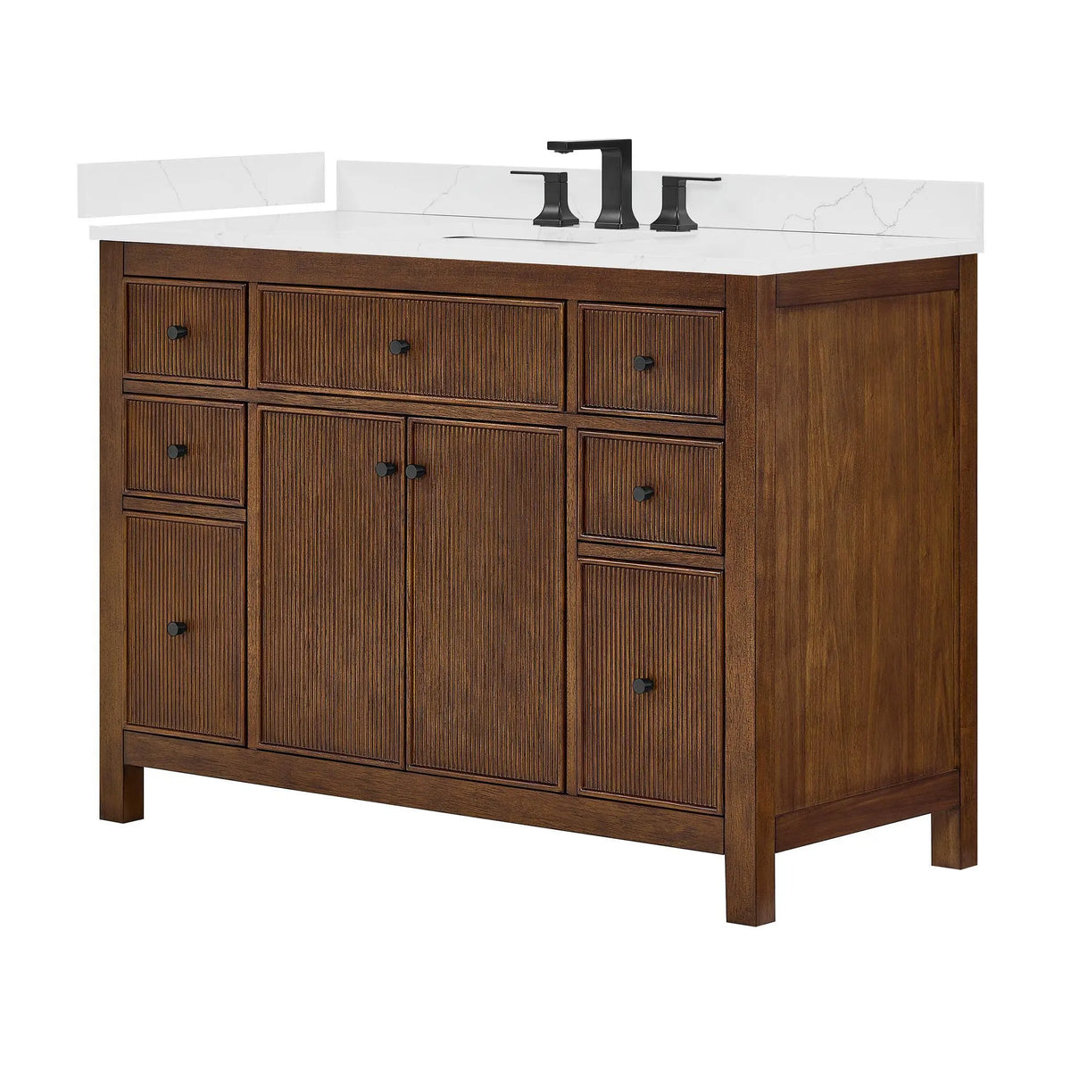 48" Pendry Single Bathroom Vanity Dark Walnut Matte Black Trim by wyndham View 17