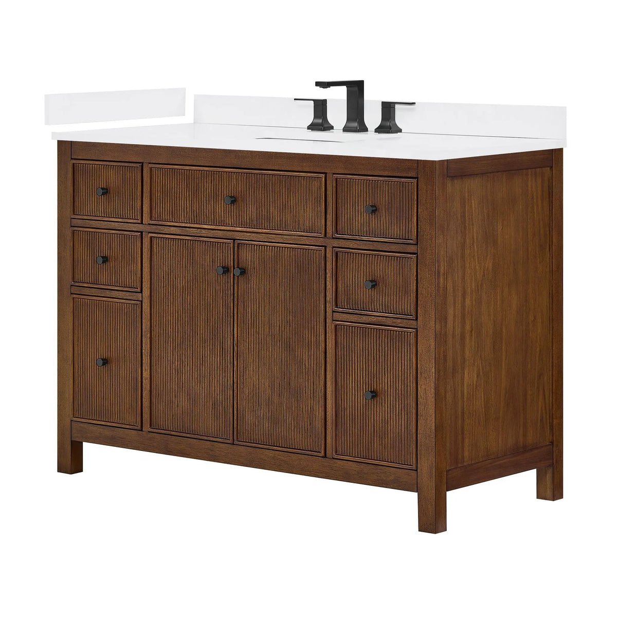 48" Pendry Single Bathroom Vanity Dark Walnut Matte Black Trim by wyndham View 21