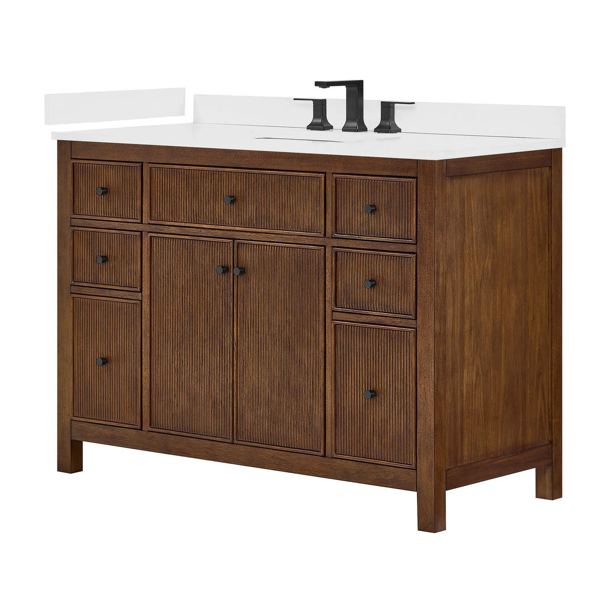 48" Pendry Single Bathroom Vanity Dark Walnut Matte Black Trim by wyndham View 29
