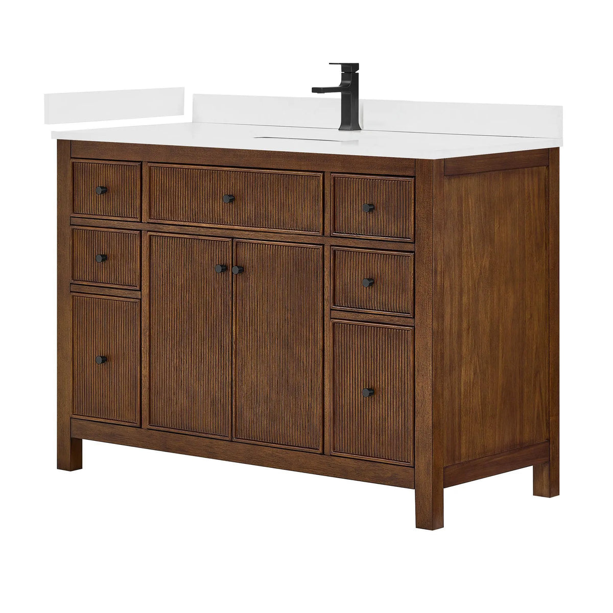 48" Pendry Single Bathroom Vanity Dark Walnut Matte Black Trim by wyndham View 5