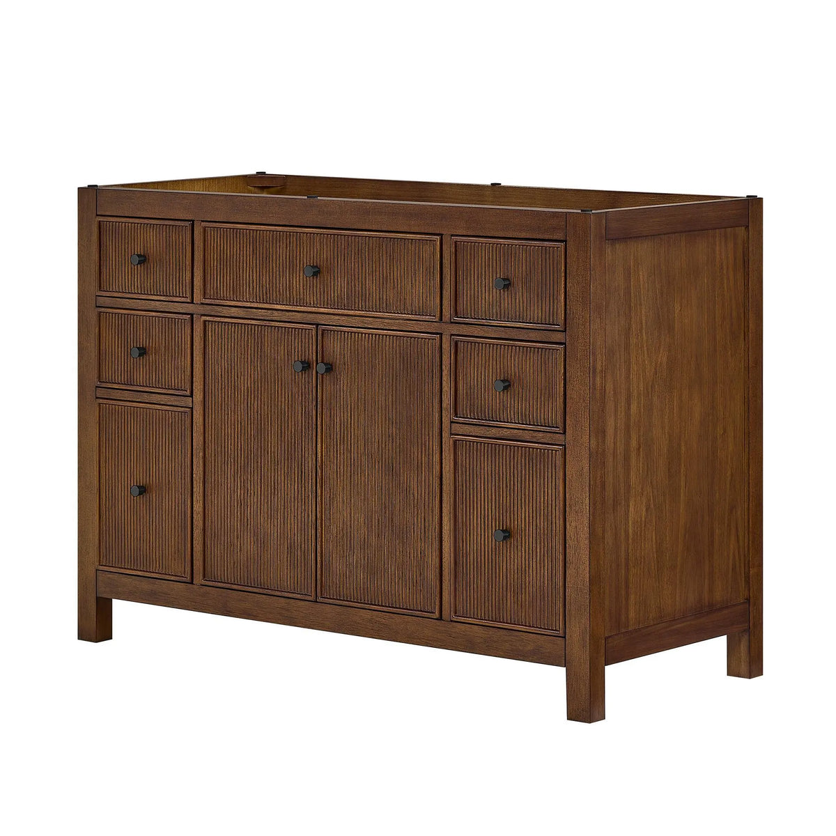 48" Pendry Single Bathroom Vanity Dark Walnut Matte Black Trim by wyndham View 36