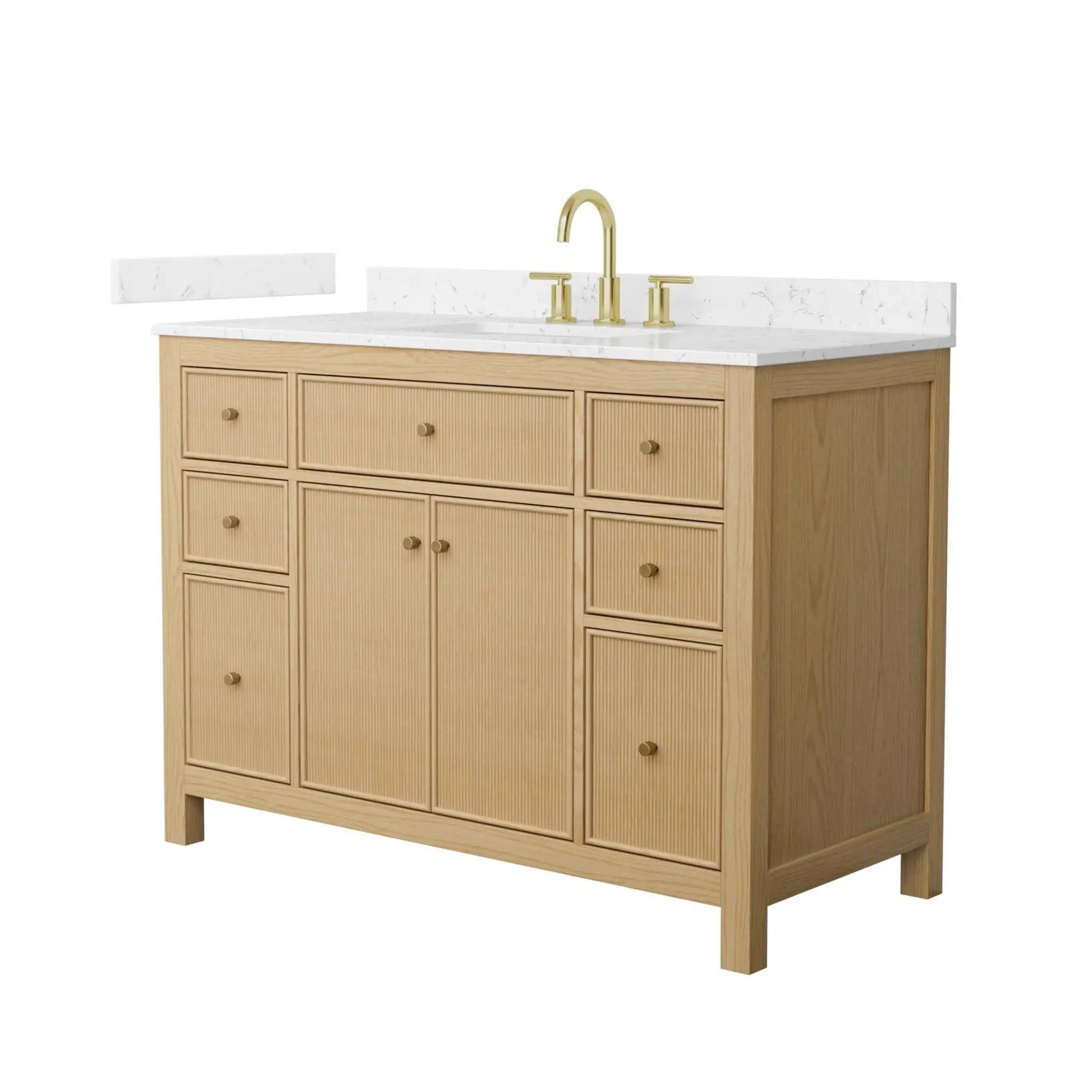 48" Pendry Single Bathroom Vanity in Tanned Oak with Brushed Gold Trim by Wyndham