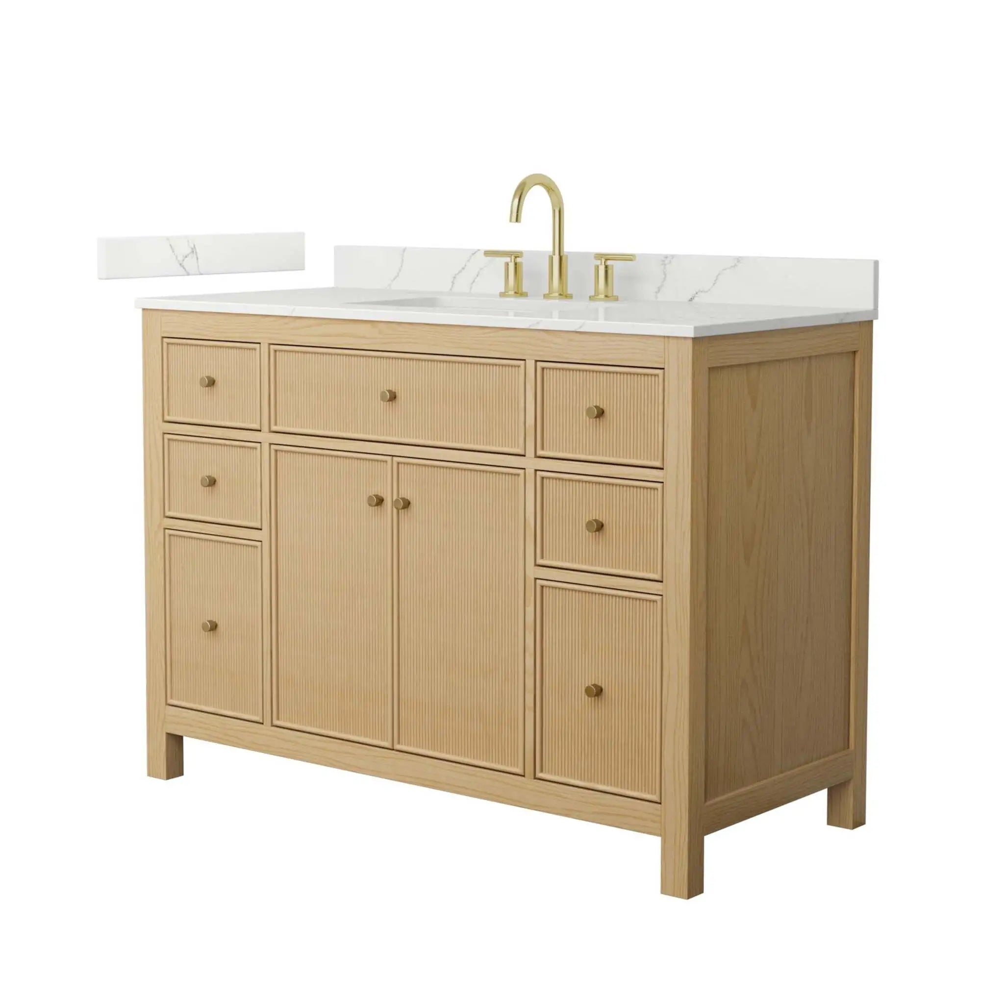 48" Pendry Single Bathroom Vanity in Tanned Oak with Brushed Gold Trim by Wyndham