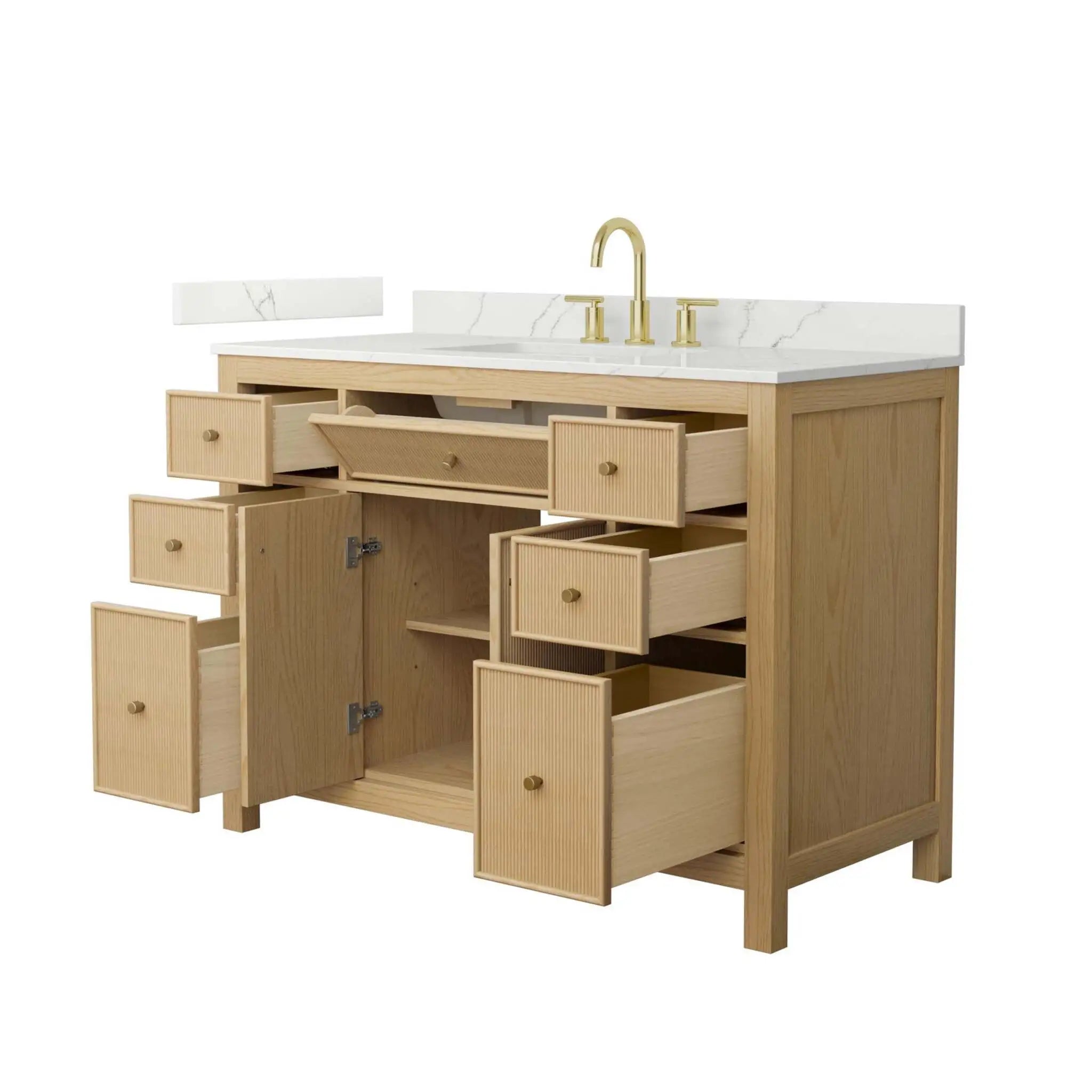 48" Pendry Single Bathroom Vanity in Tanned Oak with Brushed Gold Trim by Wyndham