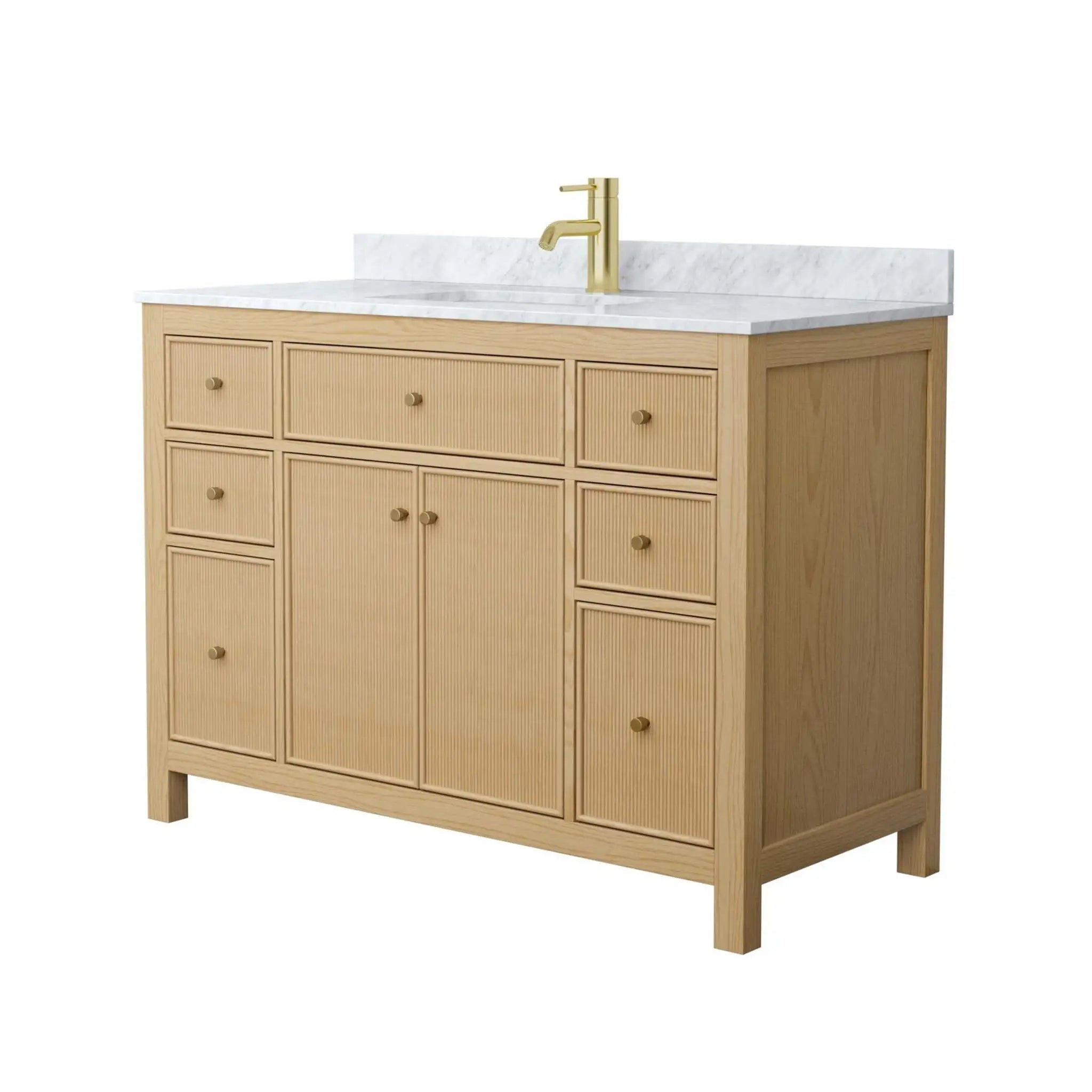 48" Pendry Single Bathroom Vanity in Tanned Oak with Brushed Gold Trim by Wyndham