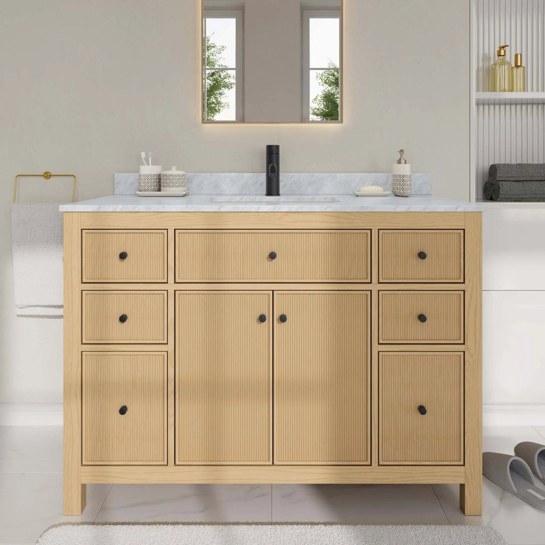 48" Pendry Single Bathroom Vanity in Tanned Oak with Matte Black Trim by Wyndham