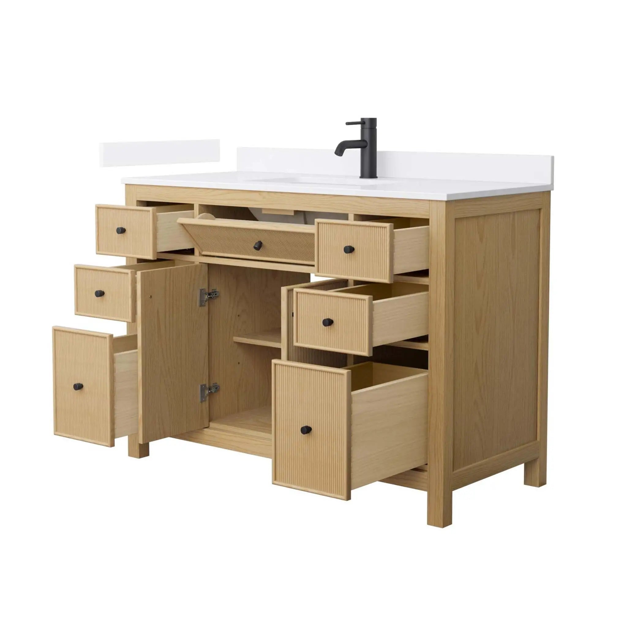 48" Pendry Single Bathroom Vanity in Tanned Oak with Matte Black Trim by Wyndham