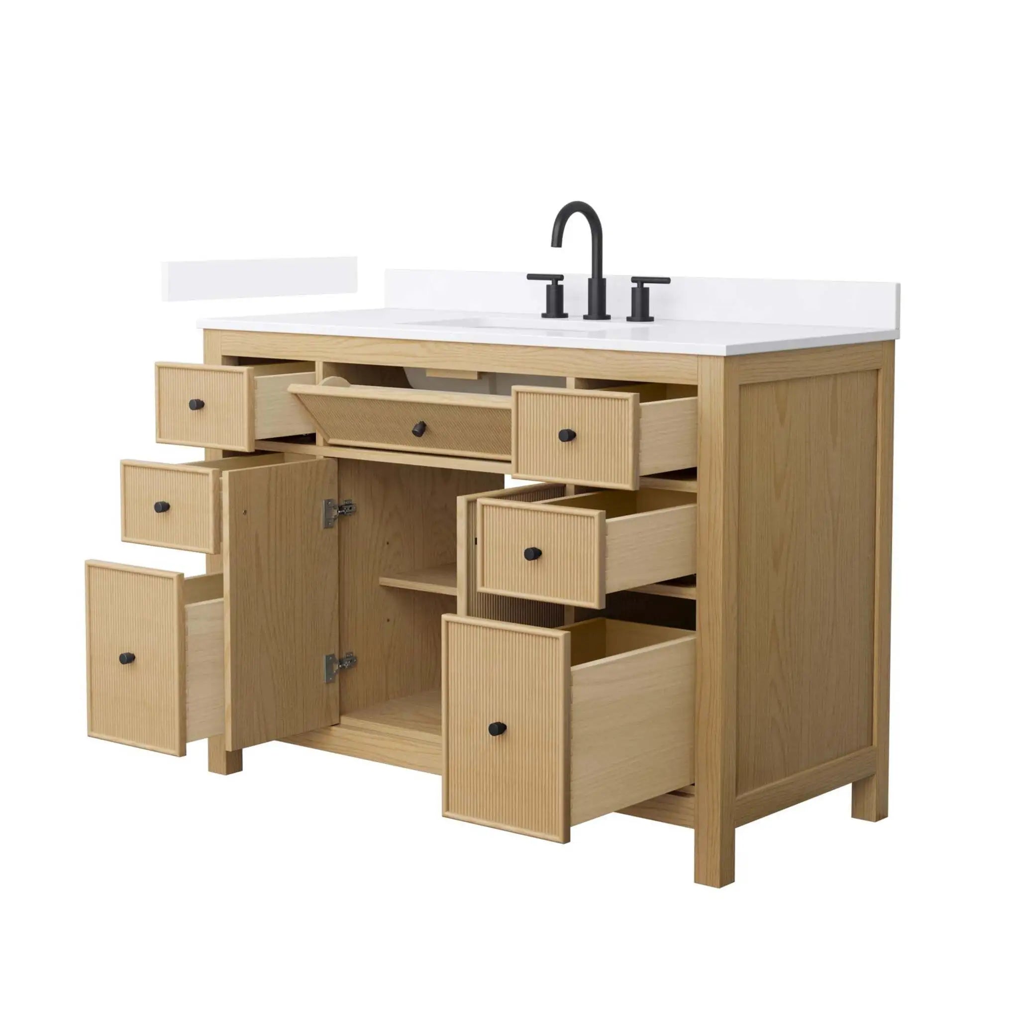 48" Pendry Single Bathroom Vanity in Tanned Oak with Matte Black Trim by Wyndham