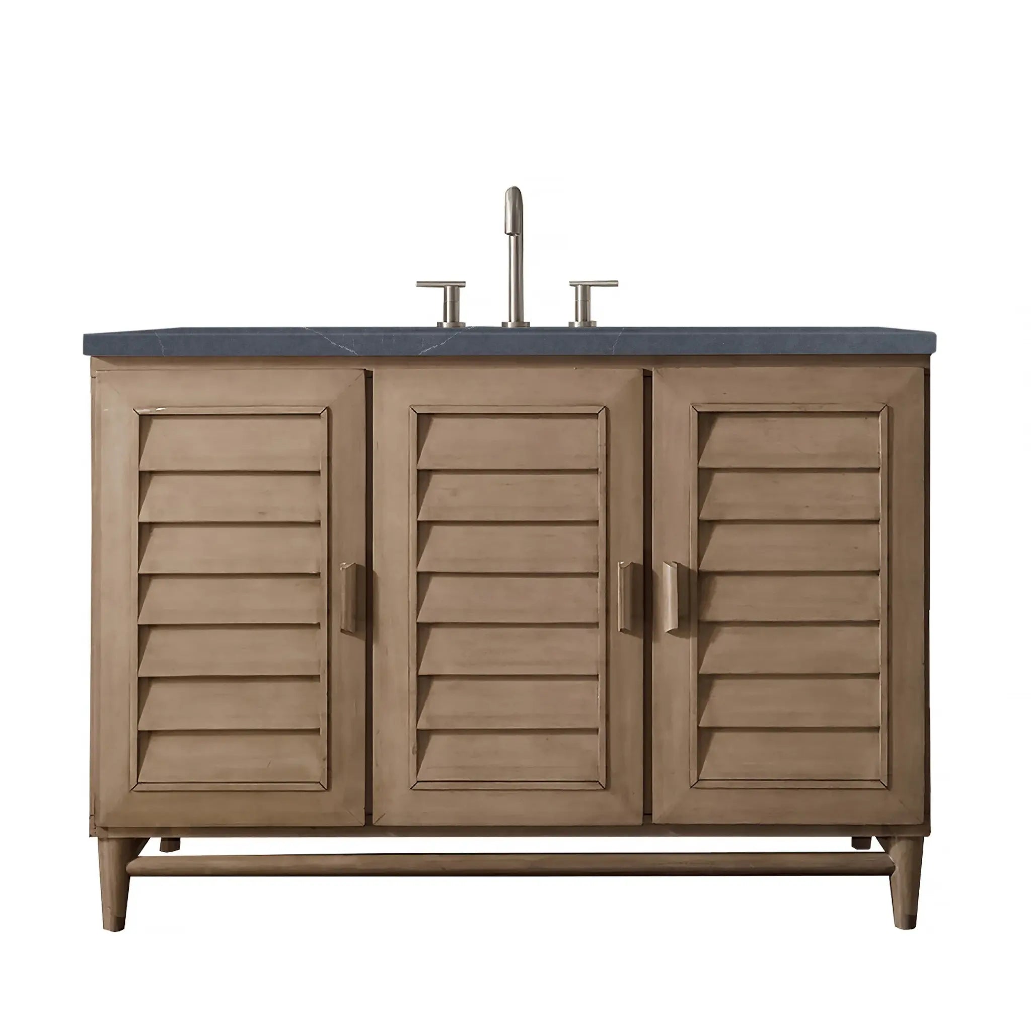 48" Portland Single Vanity in Whitewashed Walnut-Charcoal Soapstone Silestone-8" Widespread image