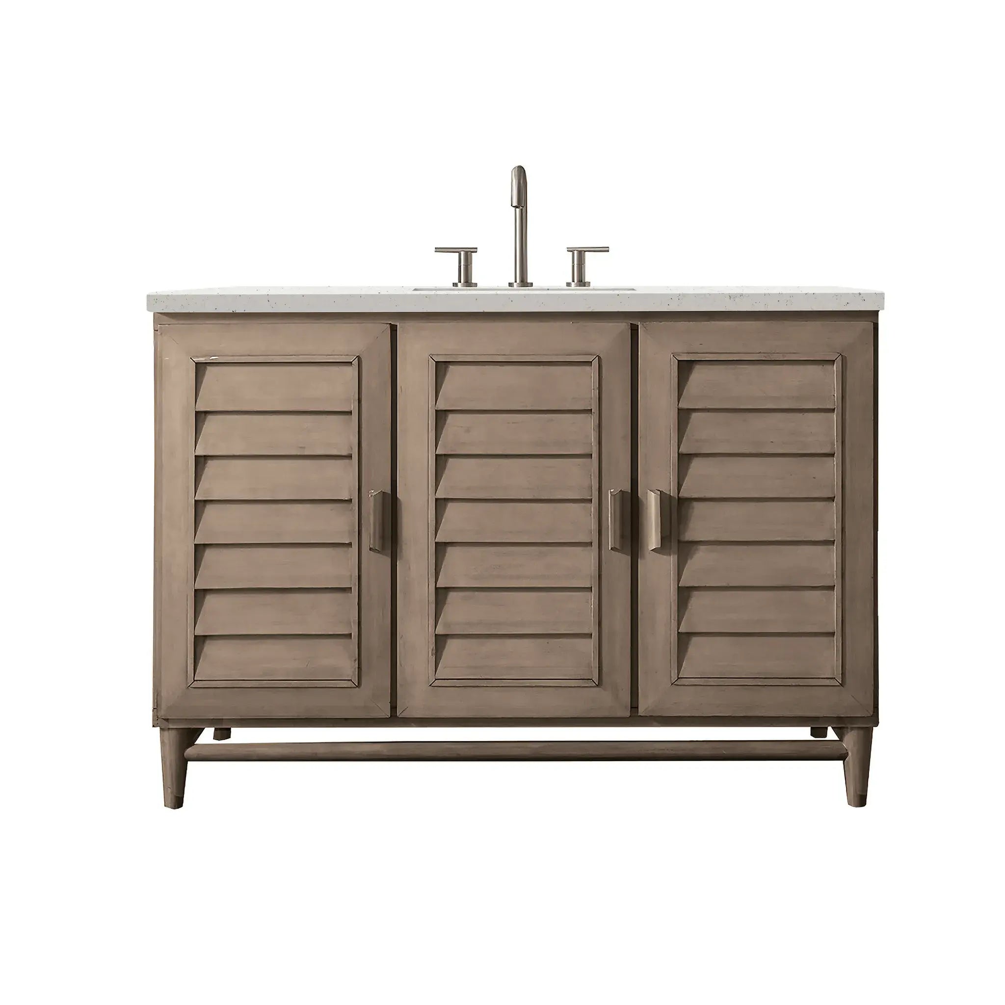 48" Portland Single Vanity in Whitewashed Walnut-Lime Delight Silestone-8" Widespread image