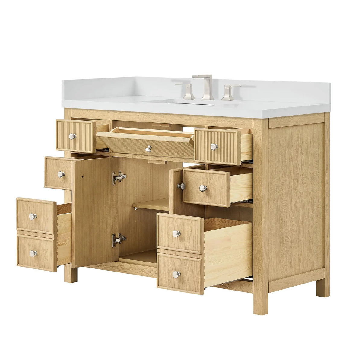 48" Rian Single Bathroom Vanity Scandinavian Oak Brushed Nickel Trim by wyndham View 15