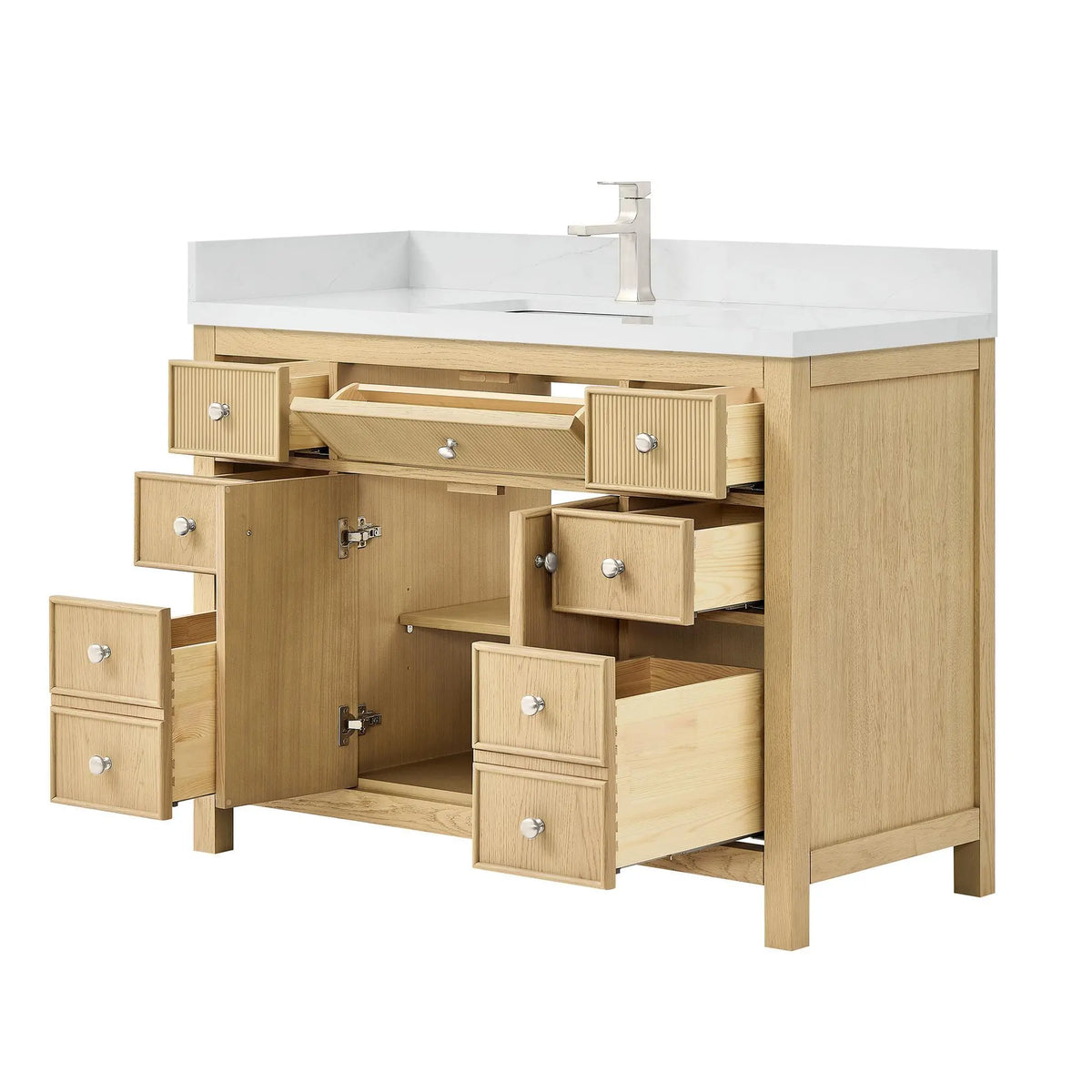 48" Rian Single Bathroom Vanity Scandinavian Oak Brushed Nickel Trim by wyndham View 3