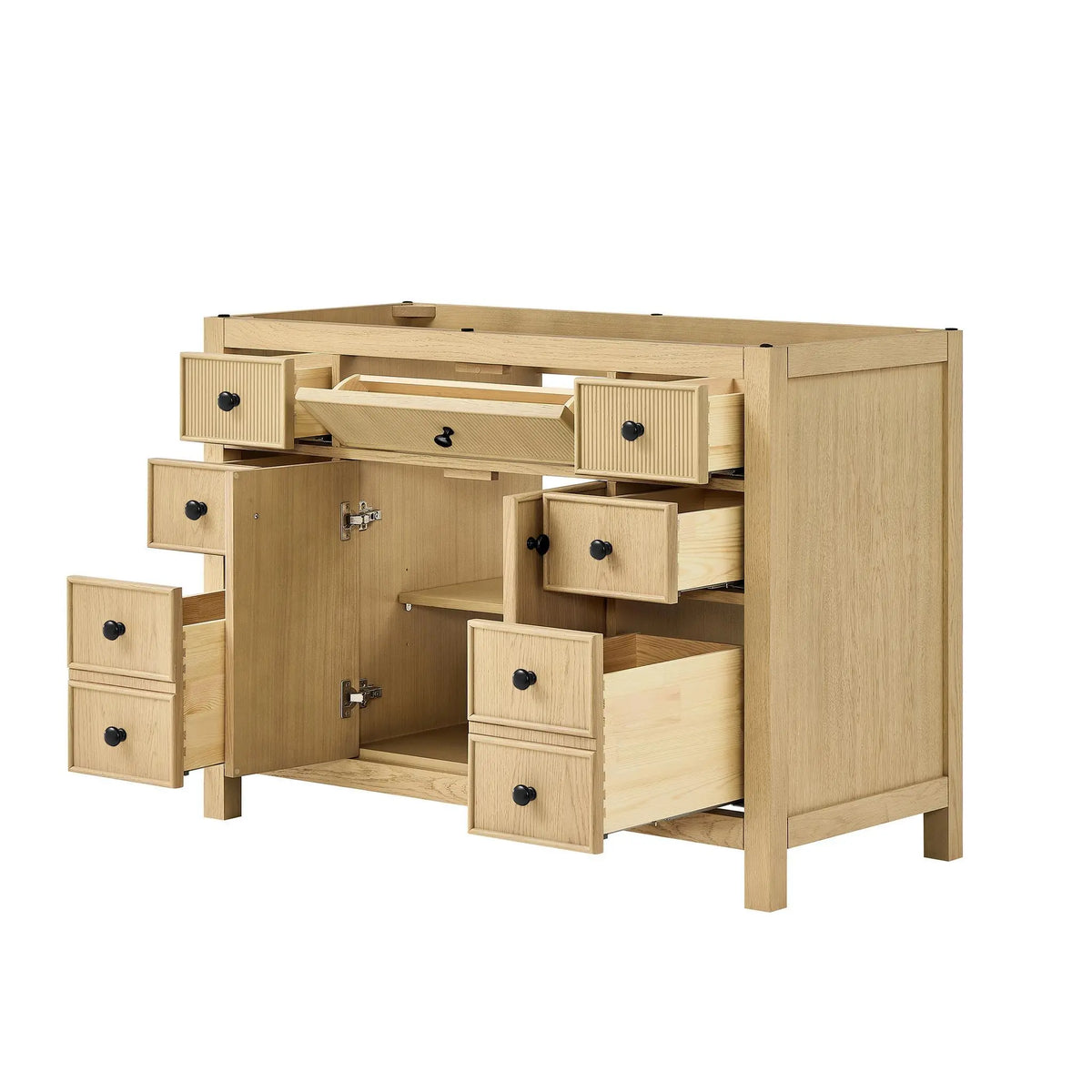 48" Rian Single Bathroom Vanity Scandinavian Oak Matte Black Trim by wyndham View 18
