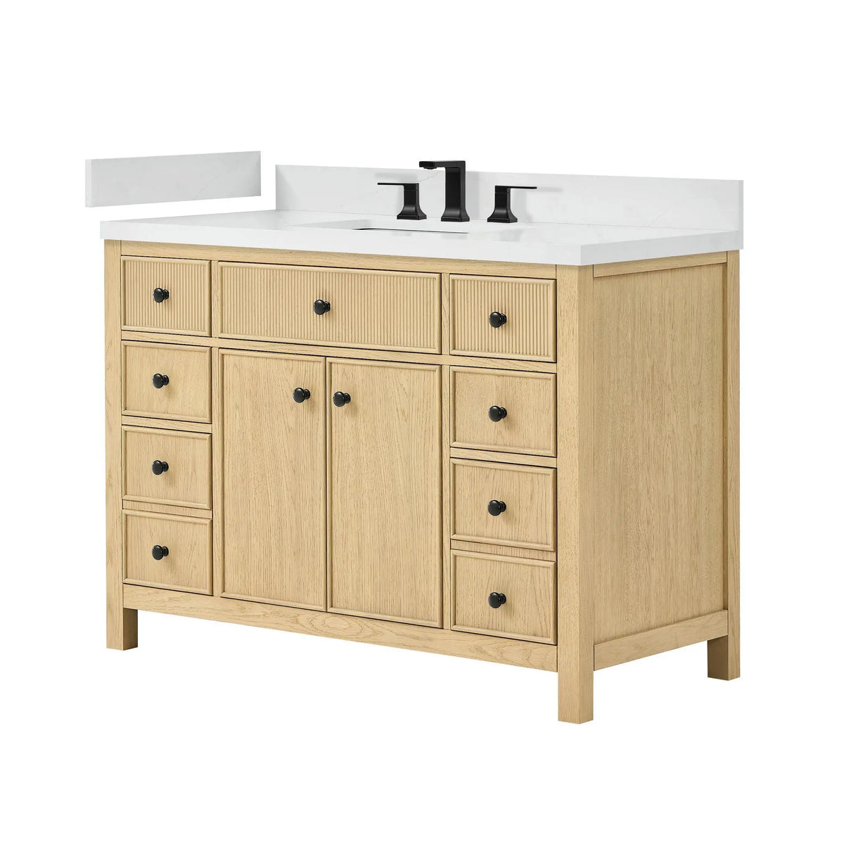 48" Rian Single Bathroom Vanity Scandinavian Oak Matte Black Trim by wyndham View 5