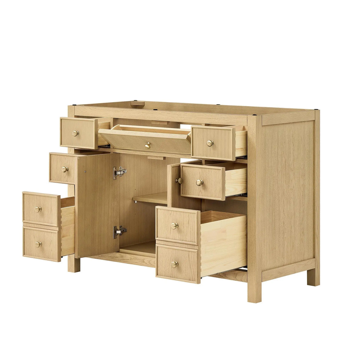 48" Rian Single Bathroom Vanity Scandinavian Oak Satin Bronze Trim by wyndham View 18