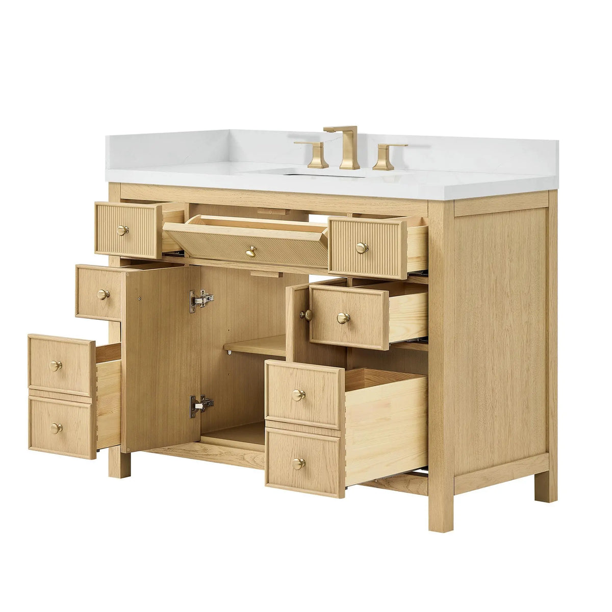 48" Rian Single Bathroom Vanity Scandinavian Oak Satin Bronze Trim by wyndham View 7