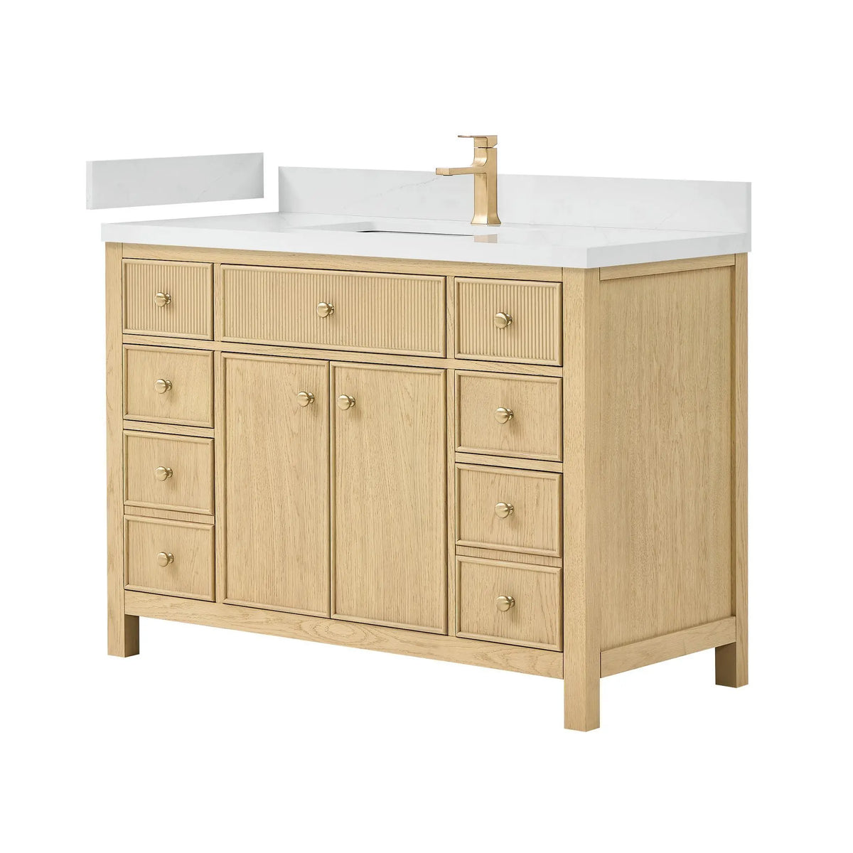 48" Rian Single Bathroom Vanity Scandinavian Oak Satin Bronze Trim by wyndham View 1