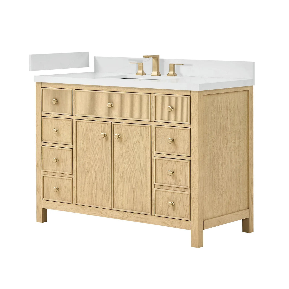 48" Rian Single Bathroom Vanity Scandinavian Oak Satin Bronze Trim by wyndham View 5