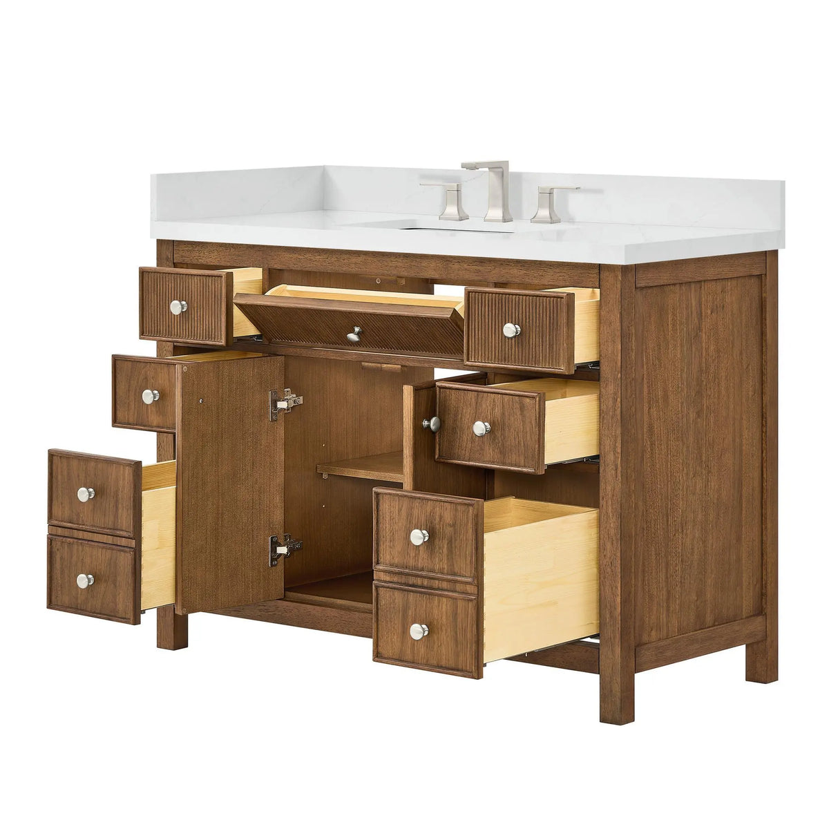 48" Rian Single Bathroom Vanity Toasted Walnut Brushed Nickel Trim by wyndham View 7