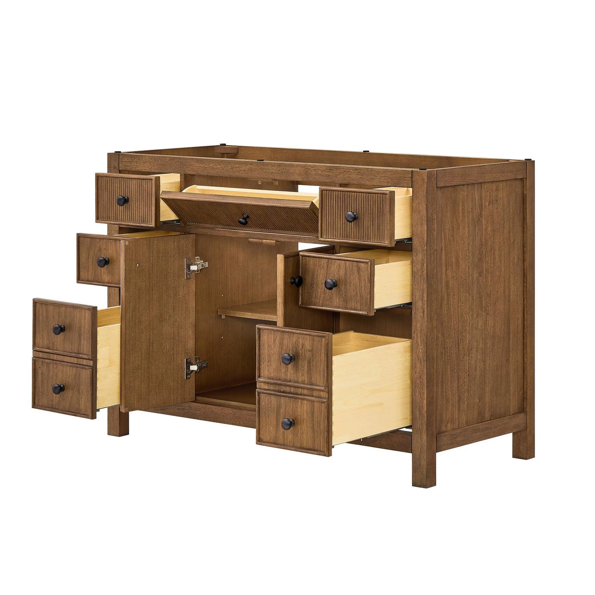 48" Rian Single Bathroom Vanity Toasted Walnut Matte Black Trim by wyndham View 18