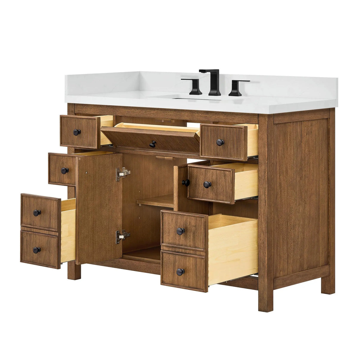 48" Rian Single Bathroom Vanity Toasted Walnut Matte Black Trim by wyndham View 7