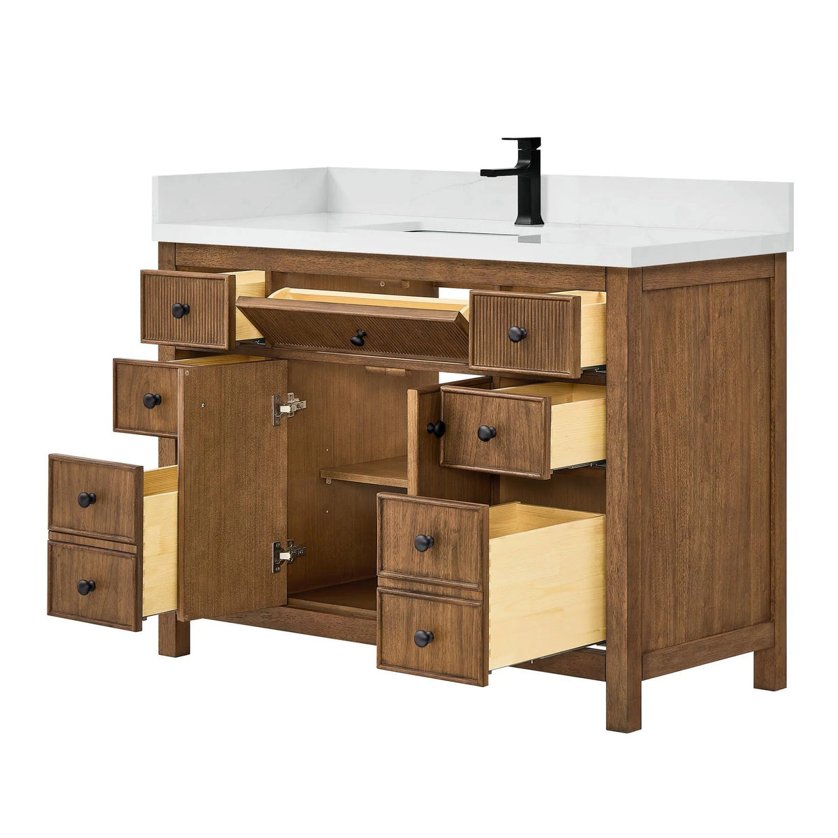 48" Rian Single Bathroom Vanity Toasted Walnut Matte Black Trim by wyndham View 3