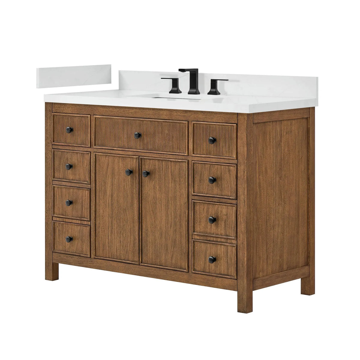 48" Rian Single Bathroom Vanity Toasted Walnut Matte Black Trim by wyndham View 5