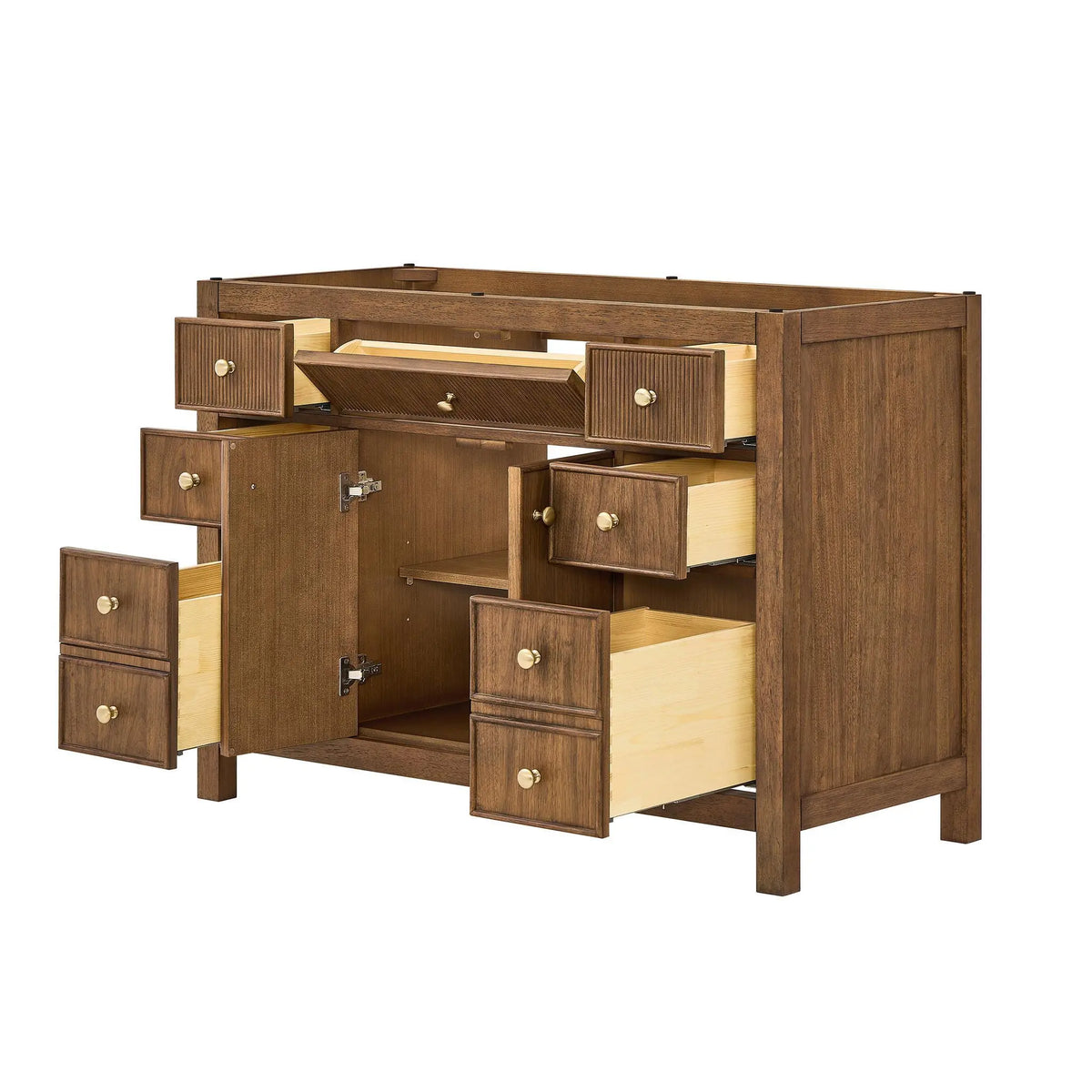48" Rian Single Bathroom Vanity Toasted Walnut Satin Bronze Trim by wyndham View 18