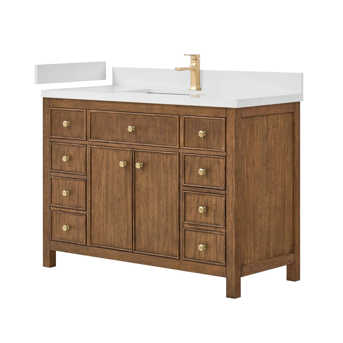 48" Rian Single Bathroom Vanity Toasted Walnut Satin Bronze Trim by wyndham View 9