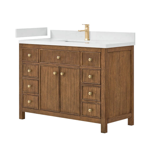 48" Rian Single Bathroom Vanity Toasted Walnut Satin Bronze Trim by wyndham