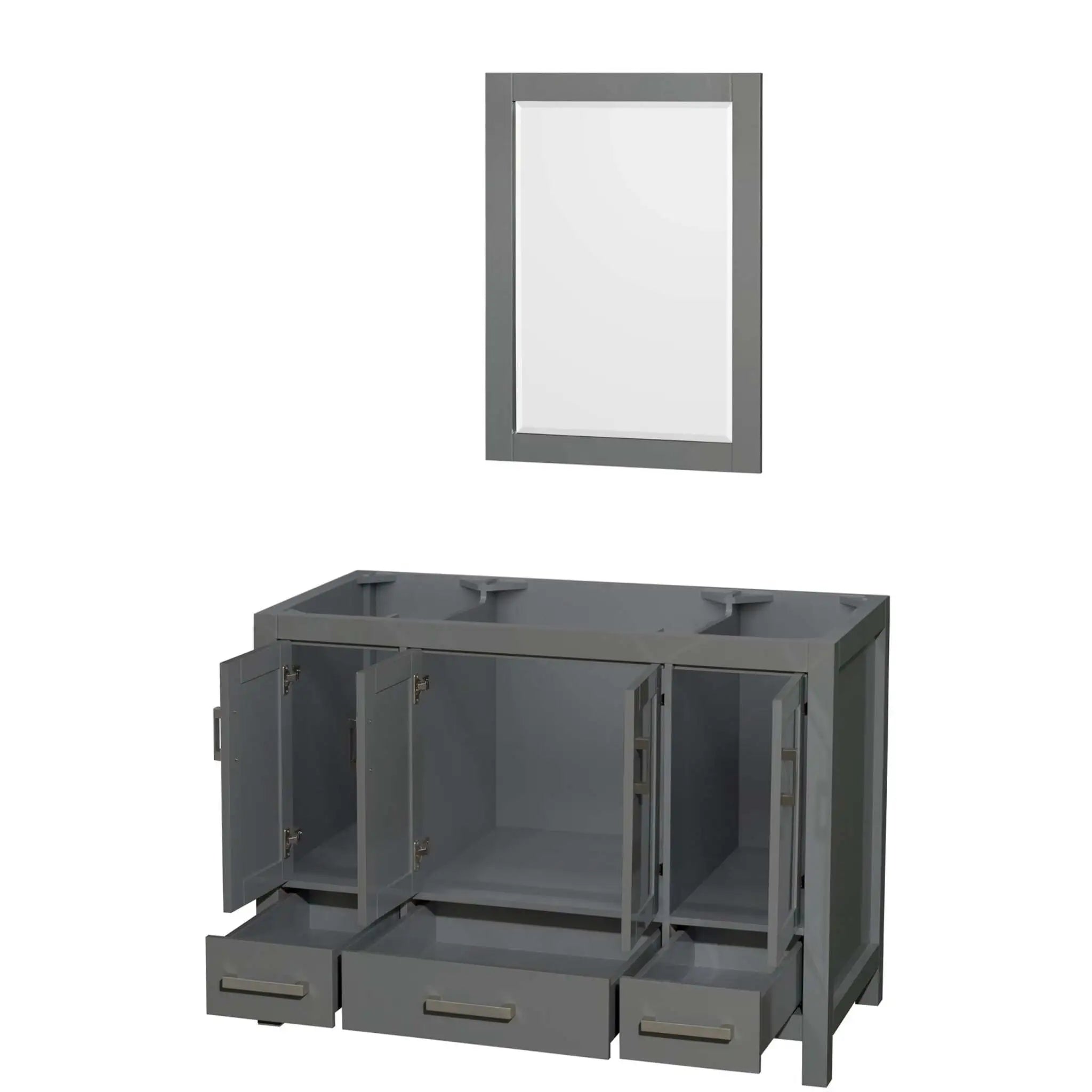 48" Sheffield Single Bathroom Vanity in Dark Gray with Brushed Chrome Trim & 24" Mirror by Wyndham