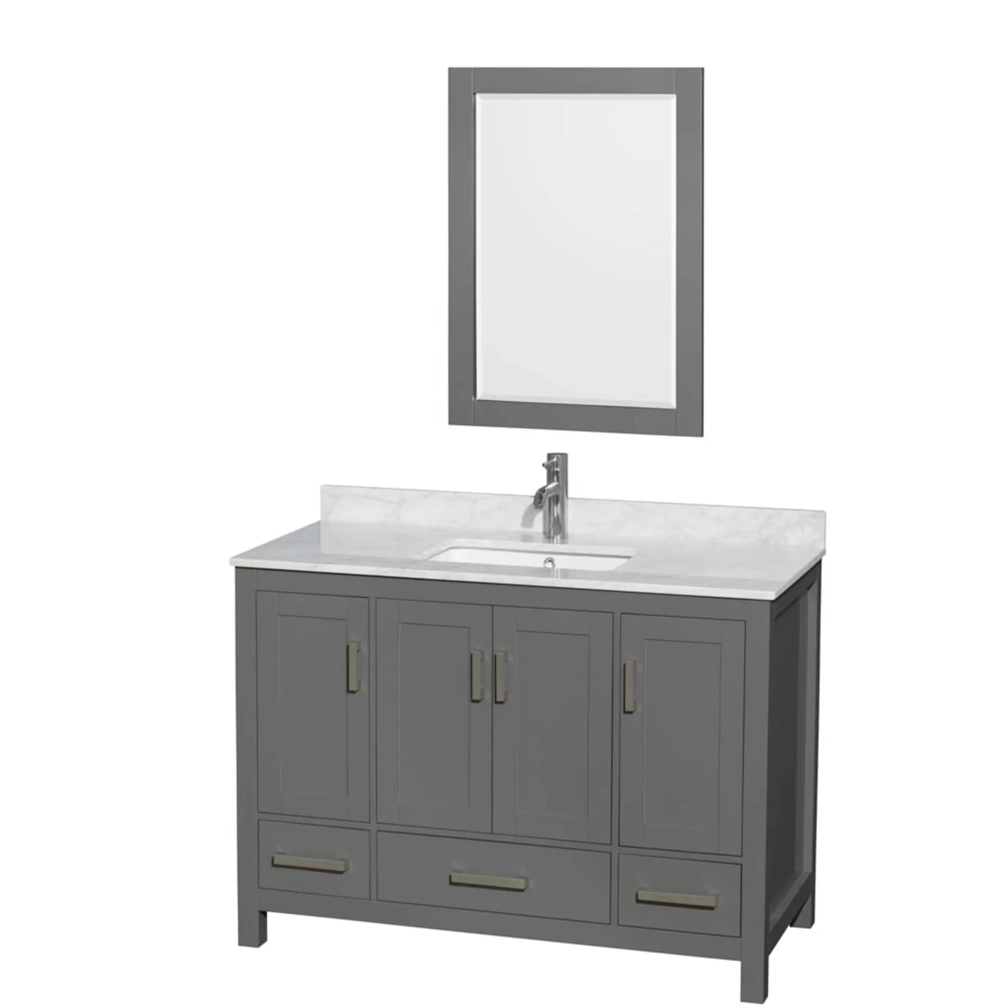 48" Sheffield Single Bathroom Vanity in Dark Gray with Brushed Chrome Trim & 24" Mirror by Wyndham