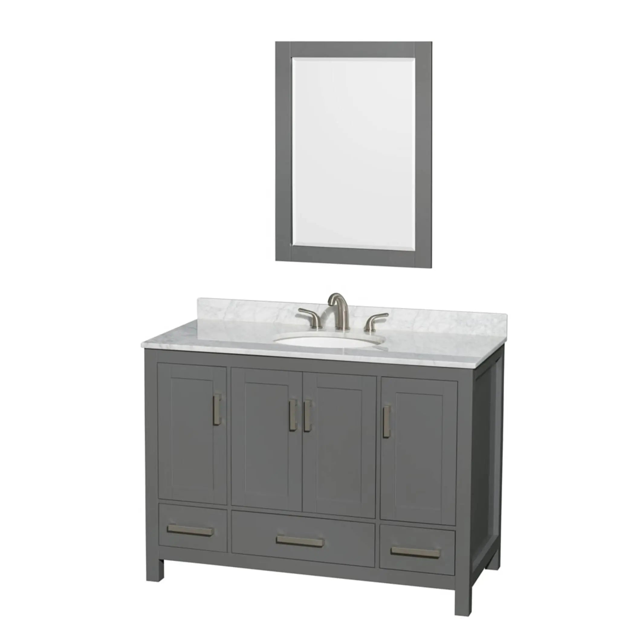 48" Sheffield Single Bathroom Vanity in Dark Gray with Brushed Chrome Trim & 24" Mirror by Wyndham