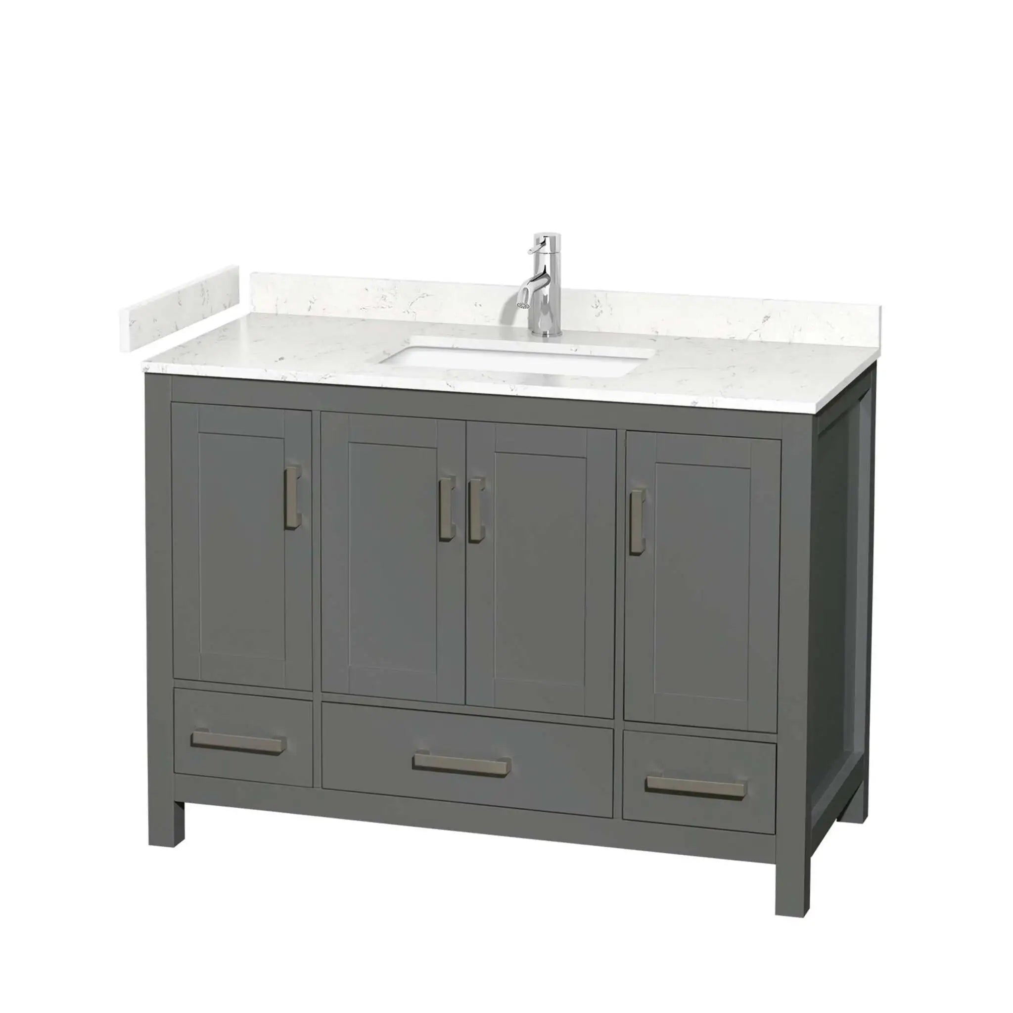 48" Sheffield Single Bathroom Vanity in Dark Gray with Brushed Chrome Trim by Wyndham