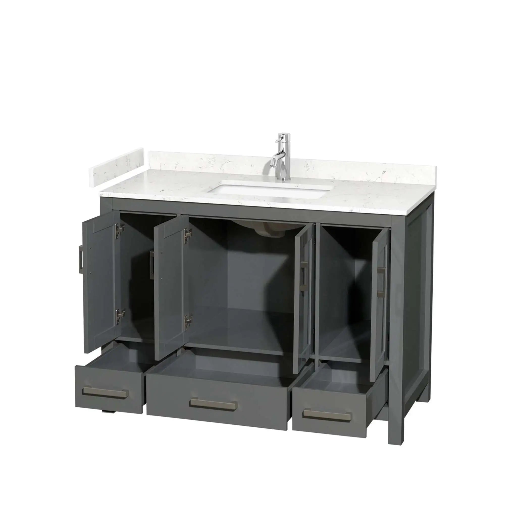 48" Sheffield Single Bathroom Vanity in Dark Gray with Brushed Chrome Trim by Wyndham