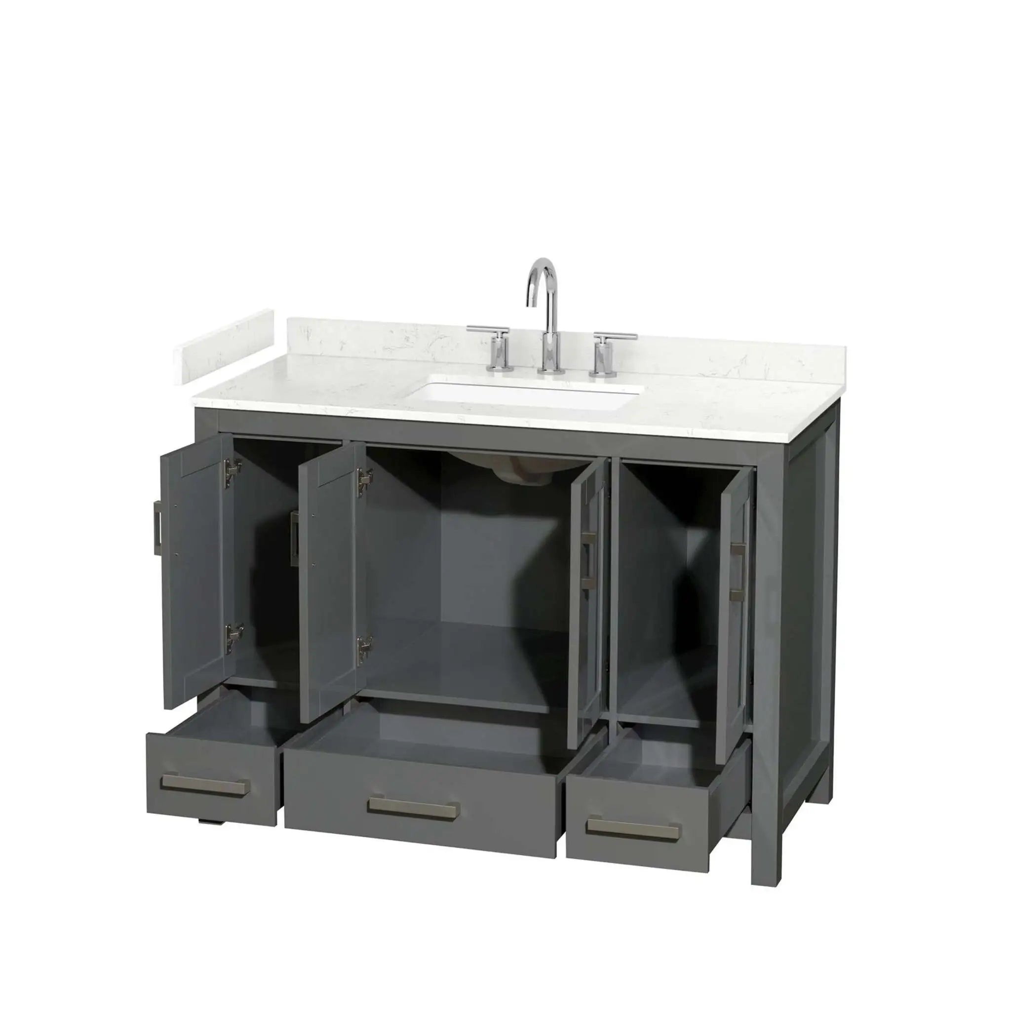 48" Sheffield Single Bathroom Vanity in Dark Gray with Brushed Chrome Trim by Wyndham