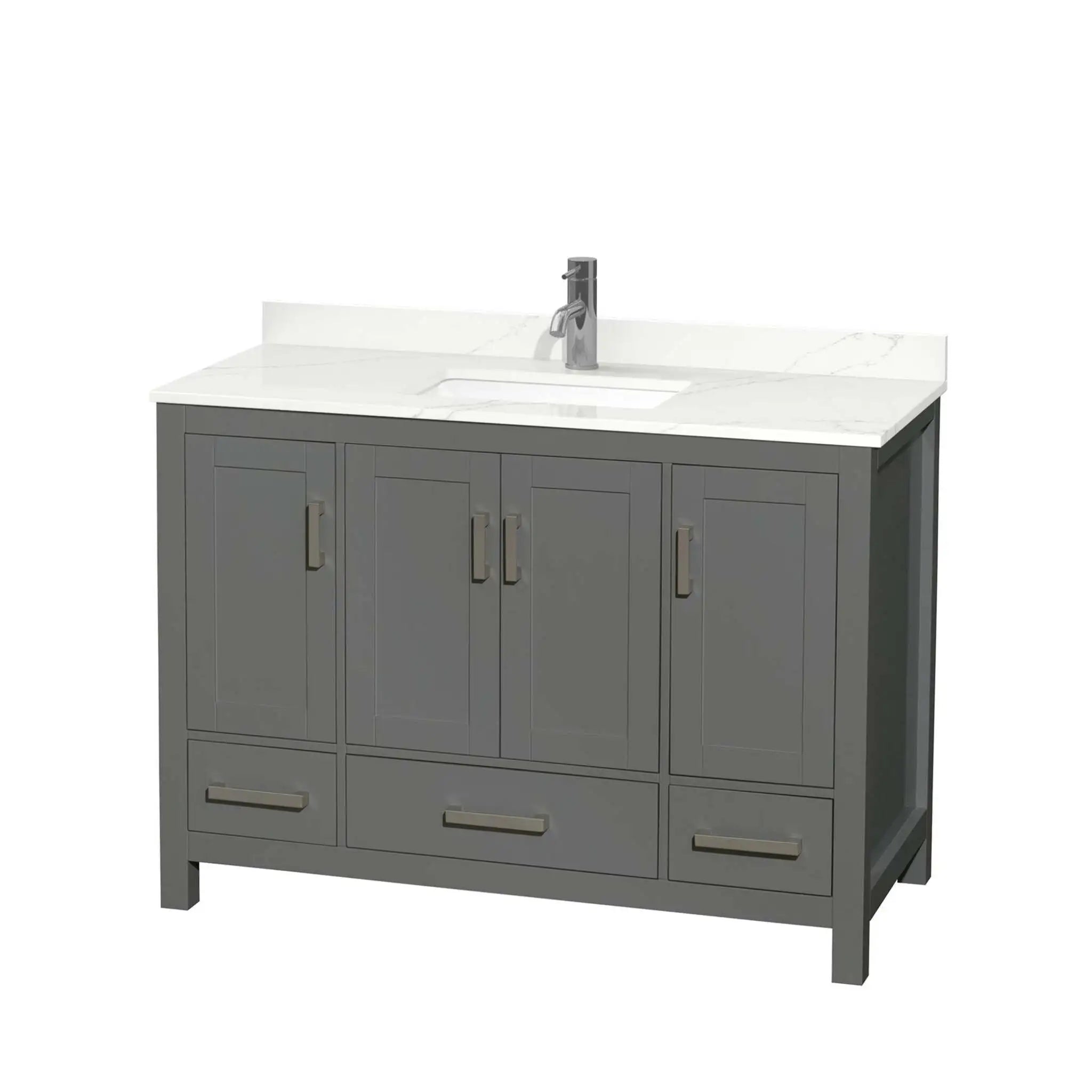 48" Sheffield Single Bathroom Vanity in Dark Gray with Brushed Chrome Trim by Wyndham