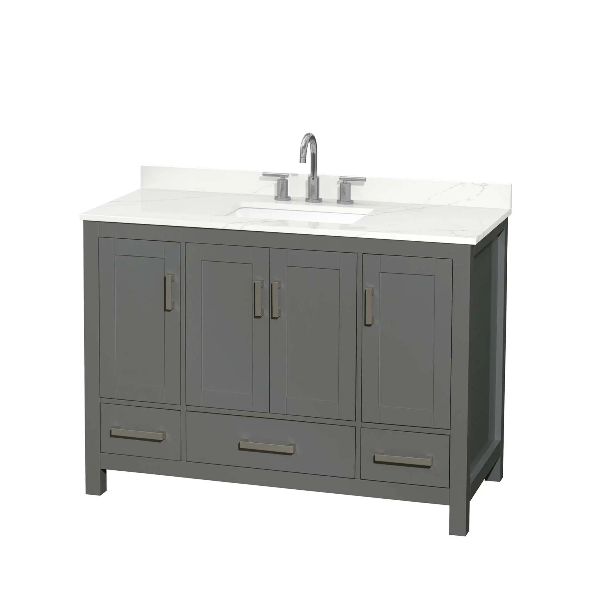 48" Sheffield Single Bathroom Vanity in Dark Gray with Brushed Chrome Trim by Wyndham