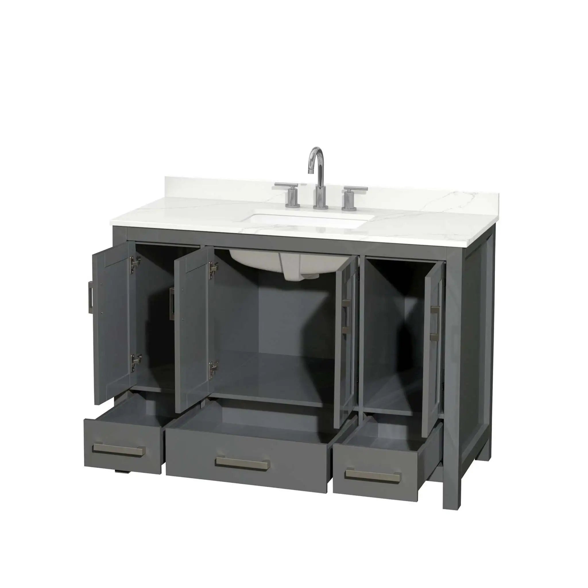 48" Sheffield Single Bathroom Vanity in Dark Gray with Brushed Chrome Trim by Wyndham