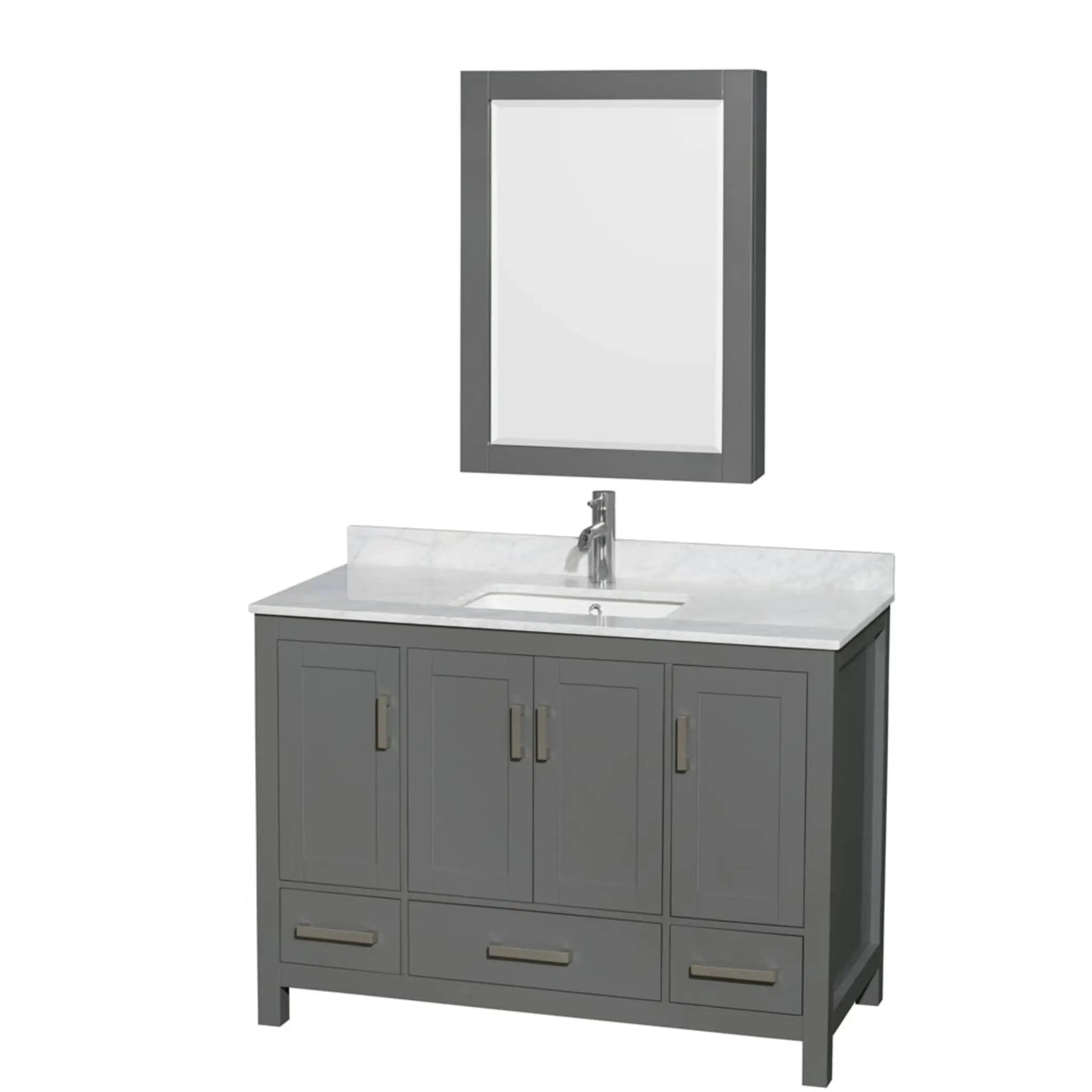 48" Sheffield Single Bathroom Vanity in Dark Gray with Brushed Chrome Trim & Medicine Cabinet by Wyndham