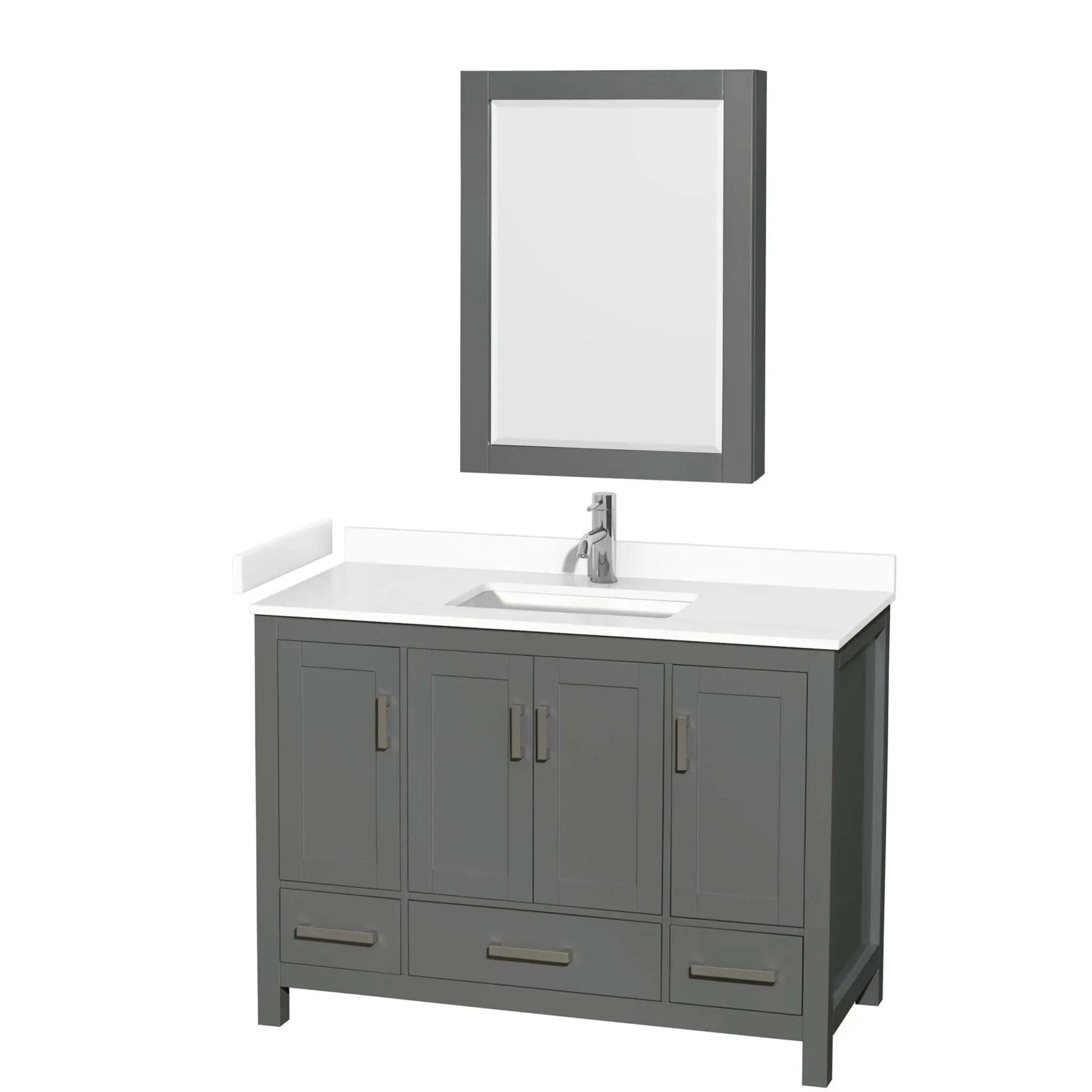48" Sheffield Single Bathroom Vanity in Dark Gray with Brushed Chrome Trim & Medicine Cabinet by Wyndham