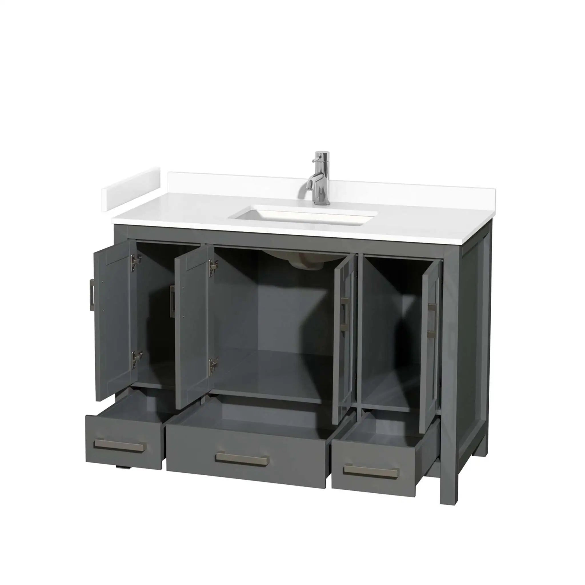 48" Sheffield Single Bathroom Vanity in Dark Gray with Brushed Chrome Trim by Wyndham
