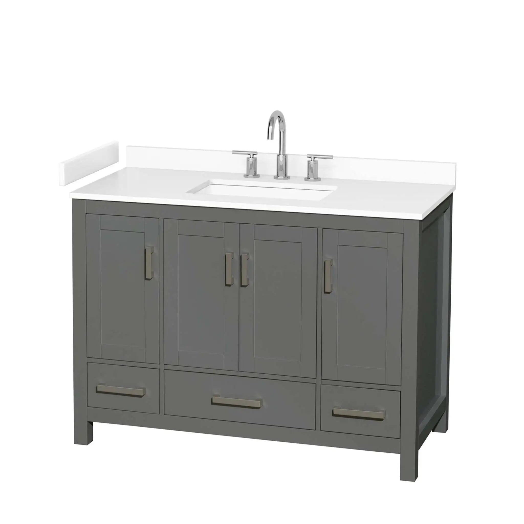 48" Sheffield Single Bathroom Vanity in Dark Gray with Brushed Chrome Trim by Wyndham