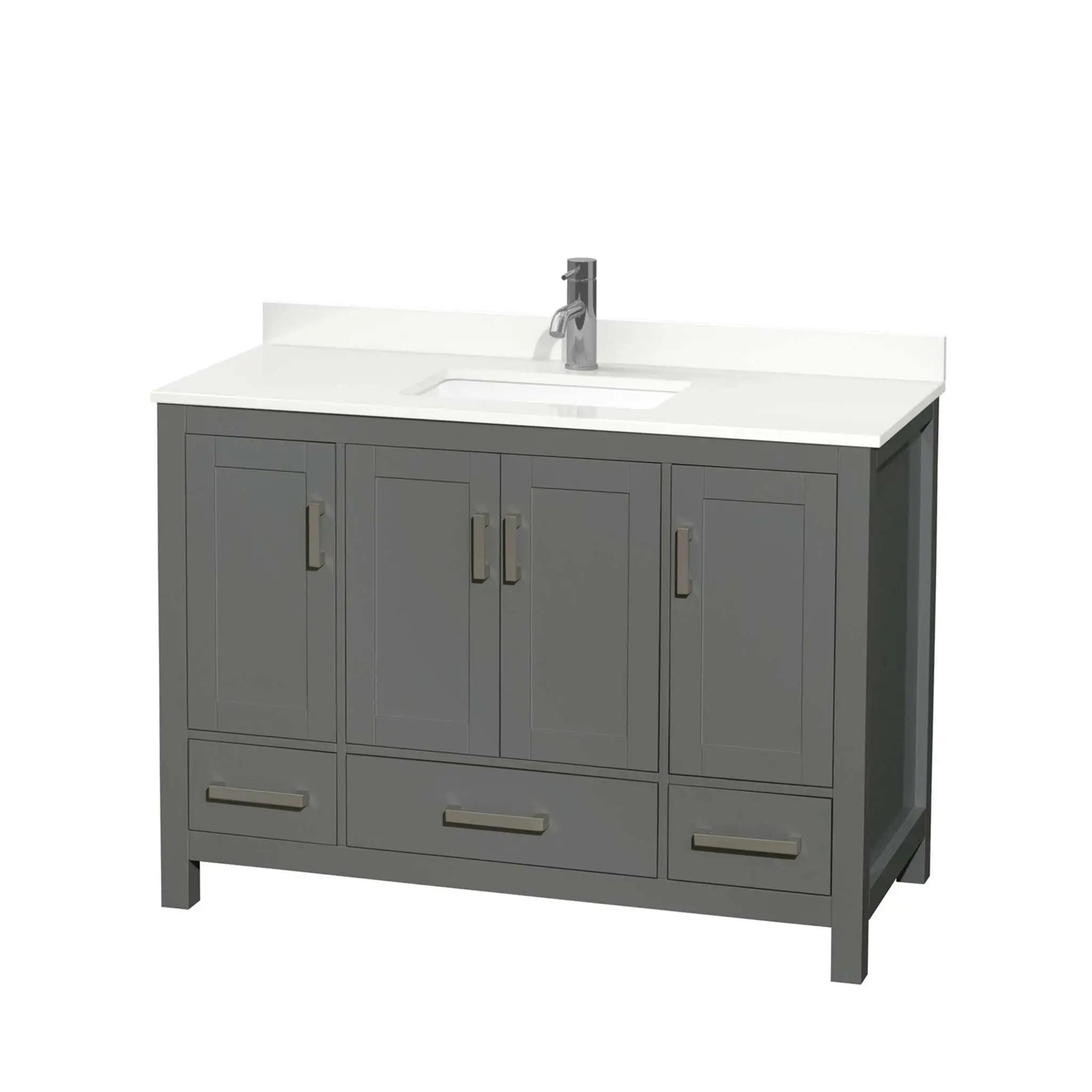 48" Sheffield Single Bathroom Vanity in Dark Gray with Brushed Chrome Trim by Wyndham